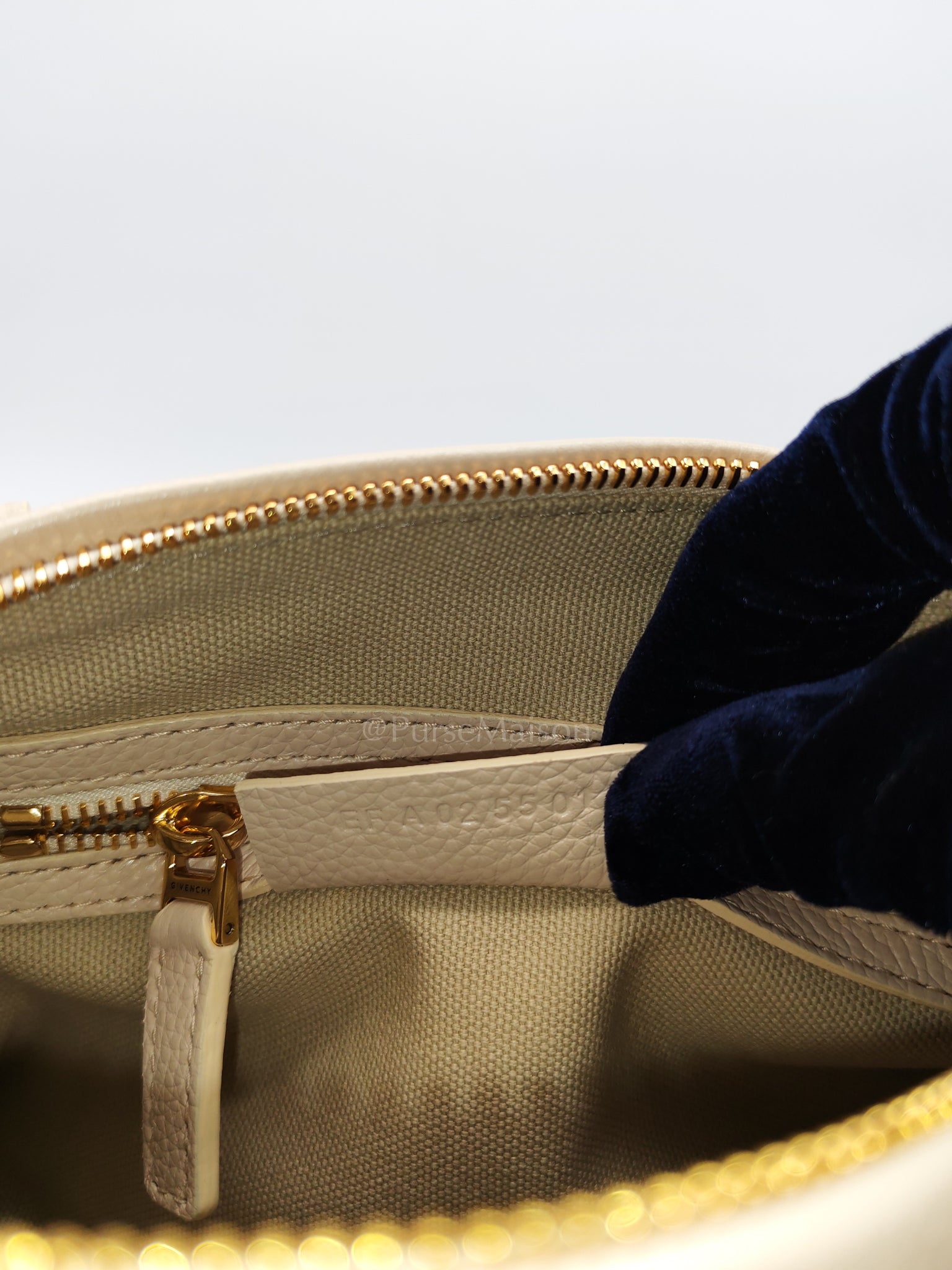 Mini Pandora in Beige Grained Calfskin Leather Crossbody Bag | Purse Maison Luxury Bags Shop