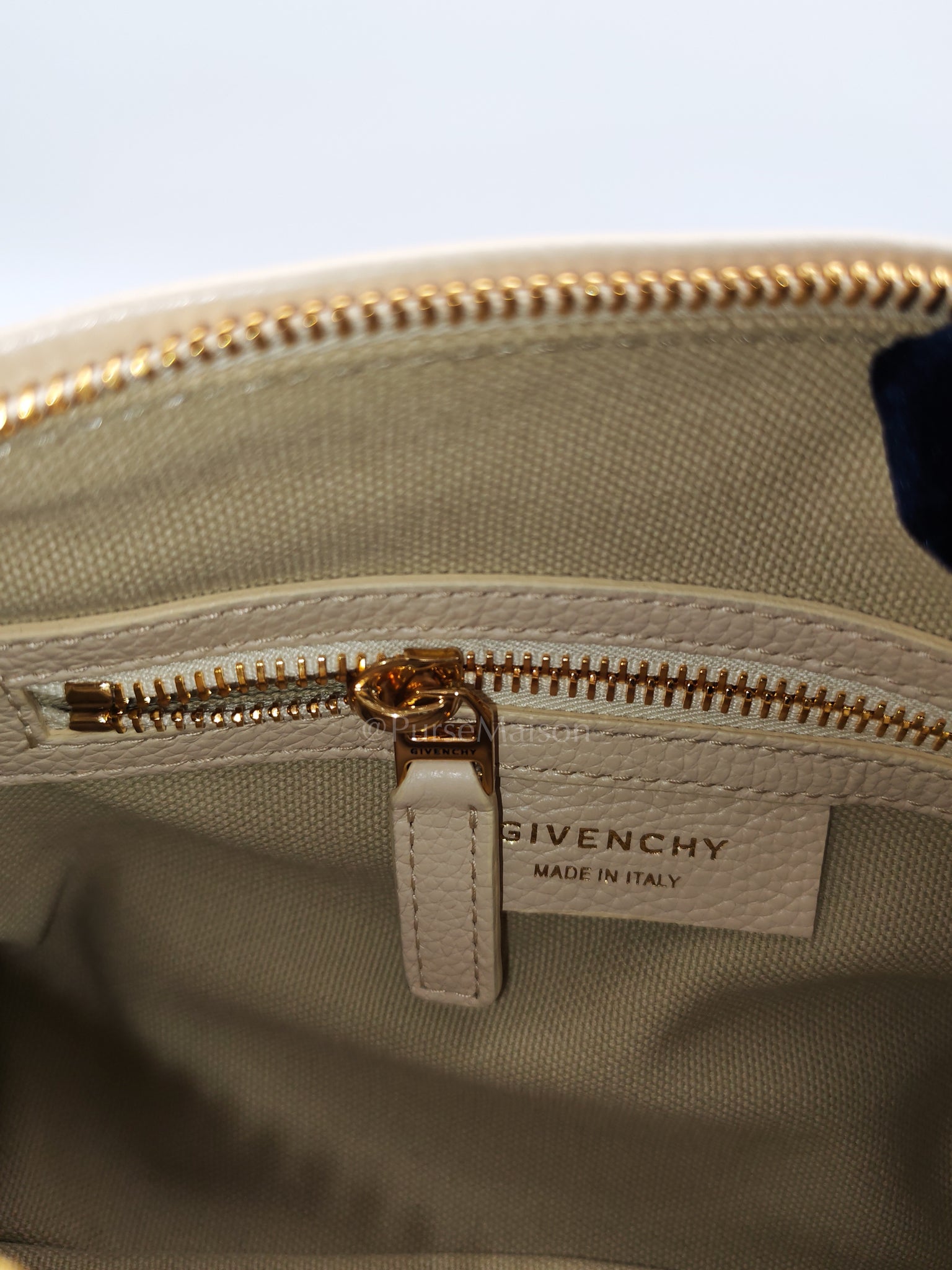 Mini Pandora in Beige Grained Calfskin Leather Crossbody Bag | Purse Maison Luxury Bags Shop