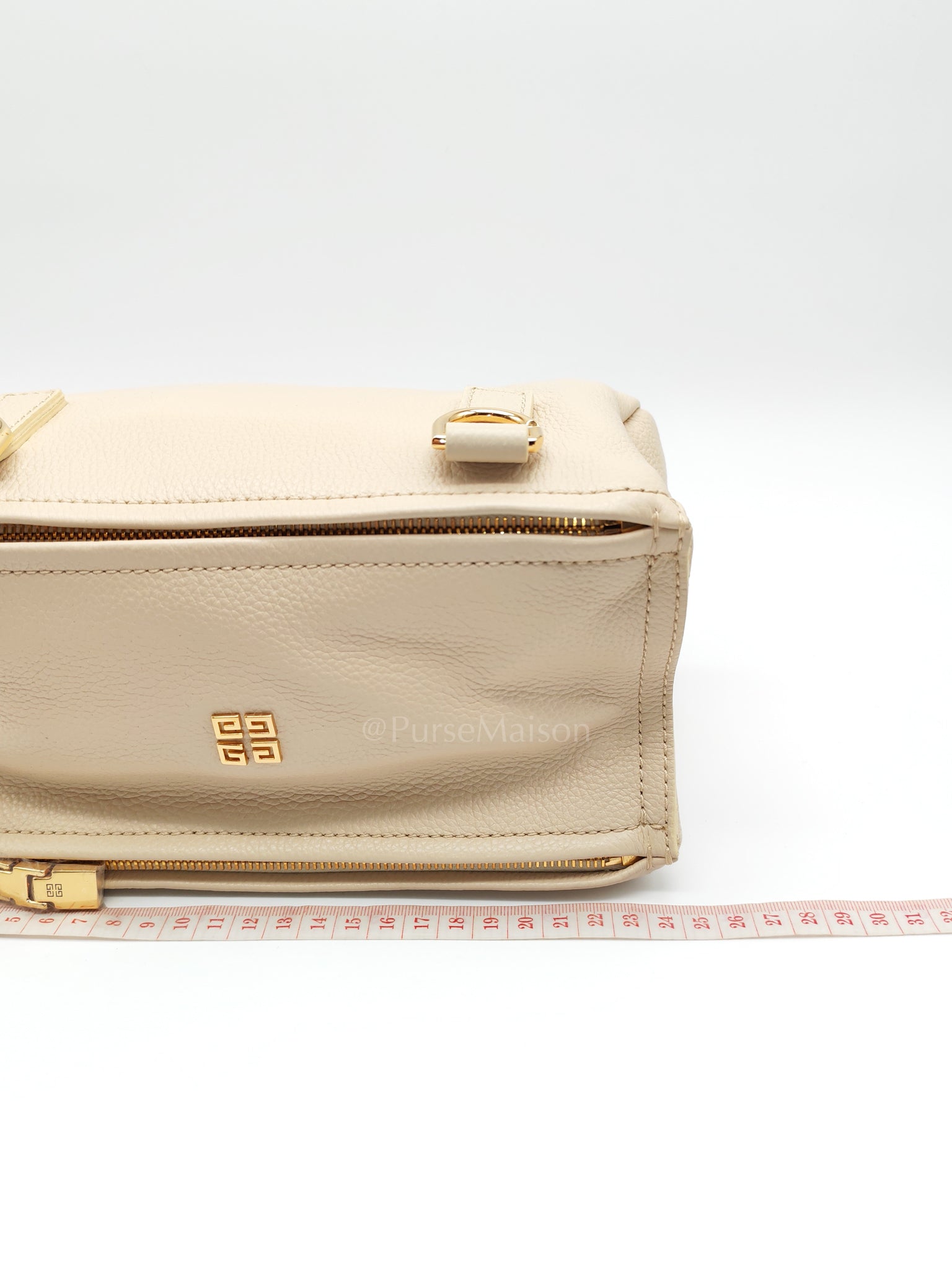 Mini Pandora in Beige Grained Calfskin Leather Crossbody Bag | Purse Maison Luxury Bags Shop