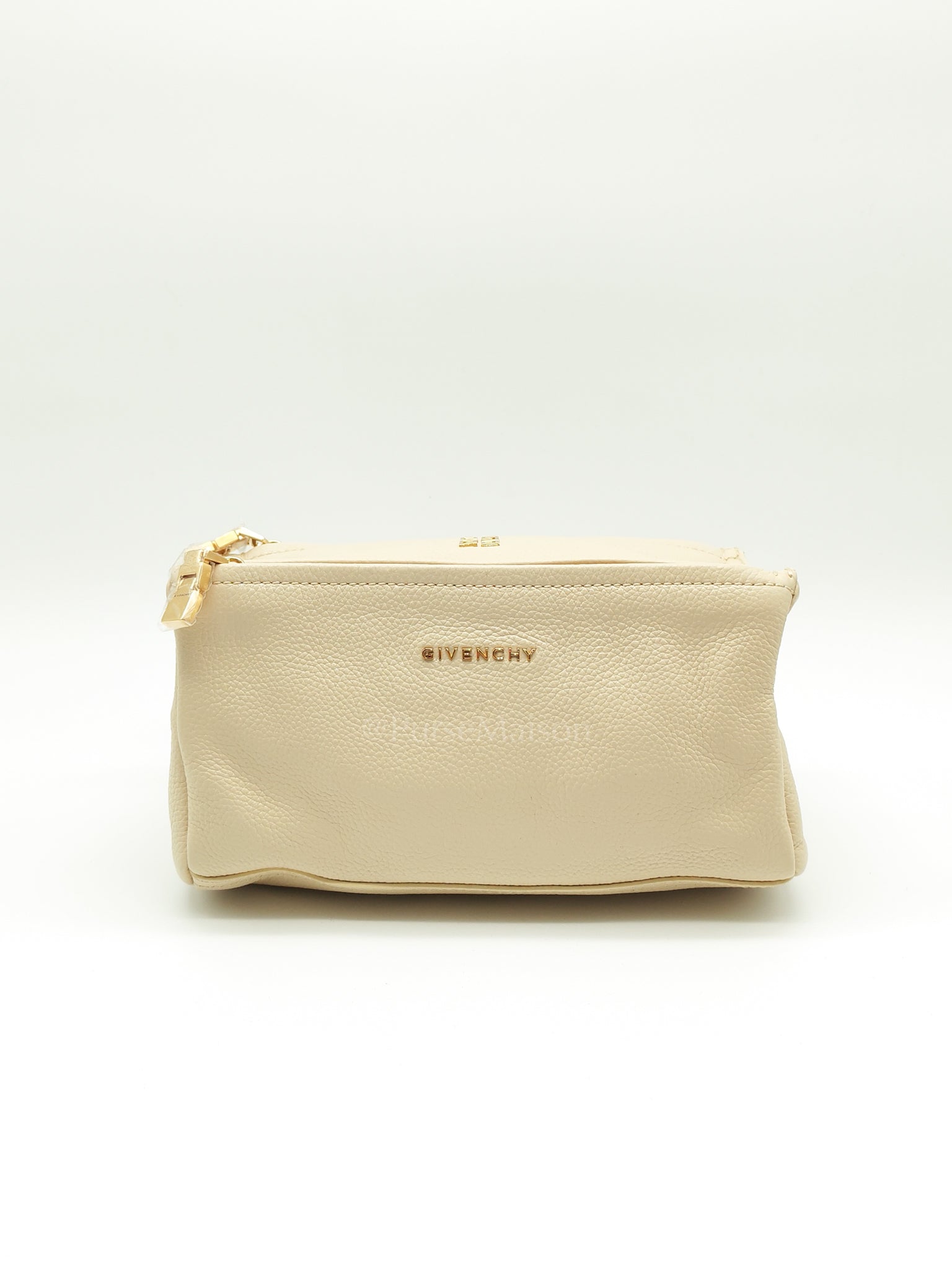 Mini Pandora in Beige Grained Calfskin Leather Crossbody Bag | Purse Maison Luxury Bags Shop