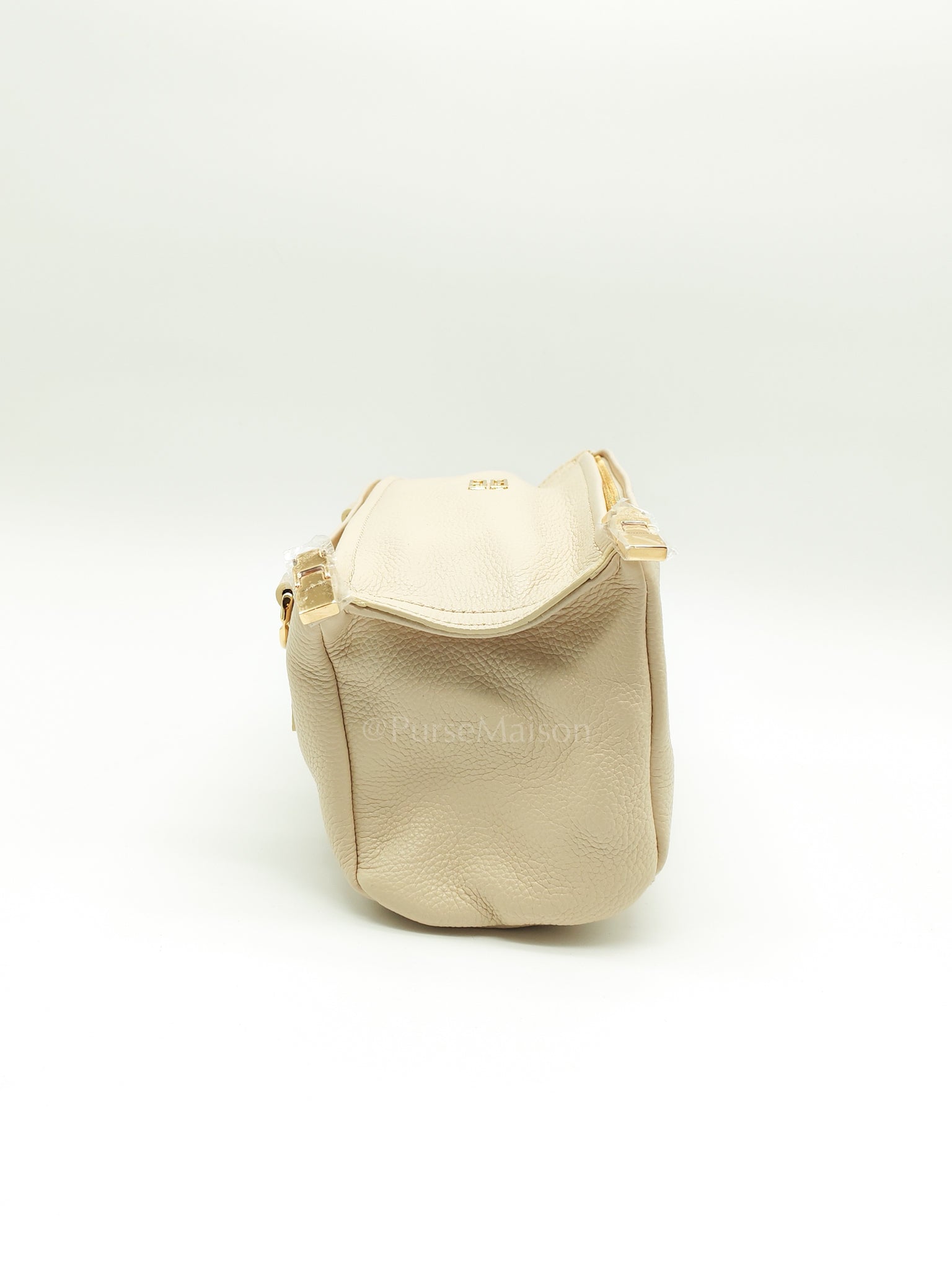 Mini Pandora in Beige Grained Calfskin Leather Crossbody Bag | Purse Maison Luxury Bags Shop