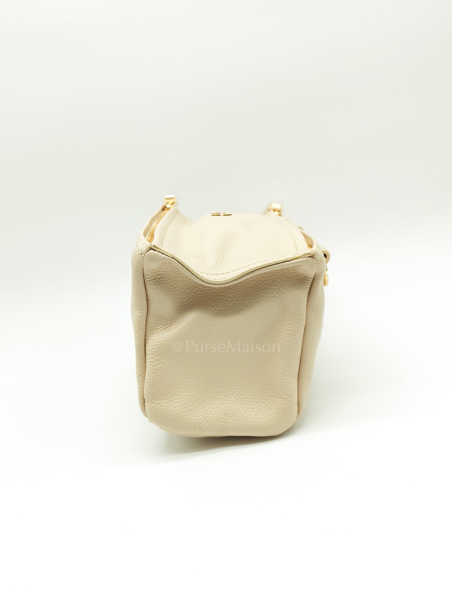 Mini Pandora in Beige Grained Calfskin Leather Crossbody Bag | Purse Maison Luxury Bags Shop
