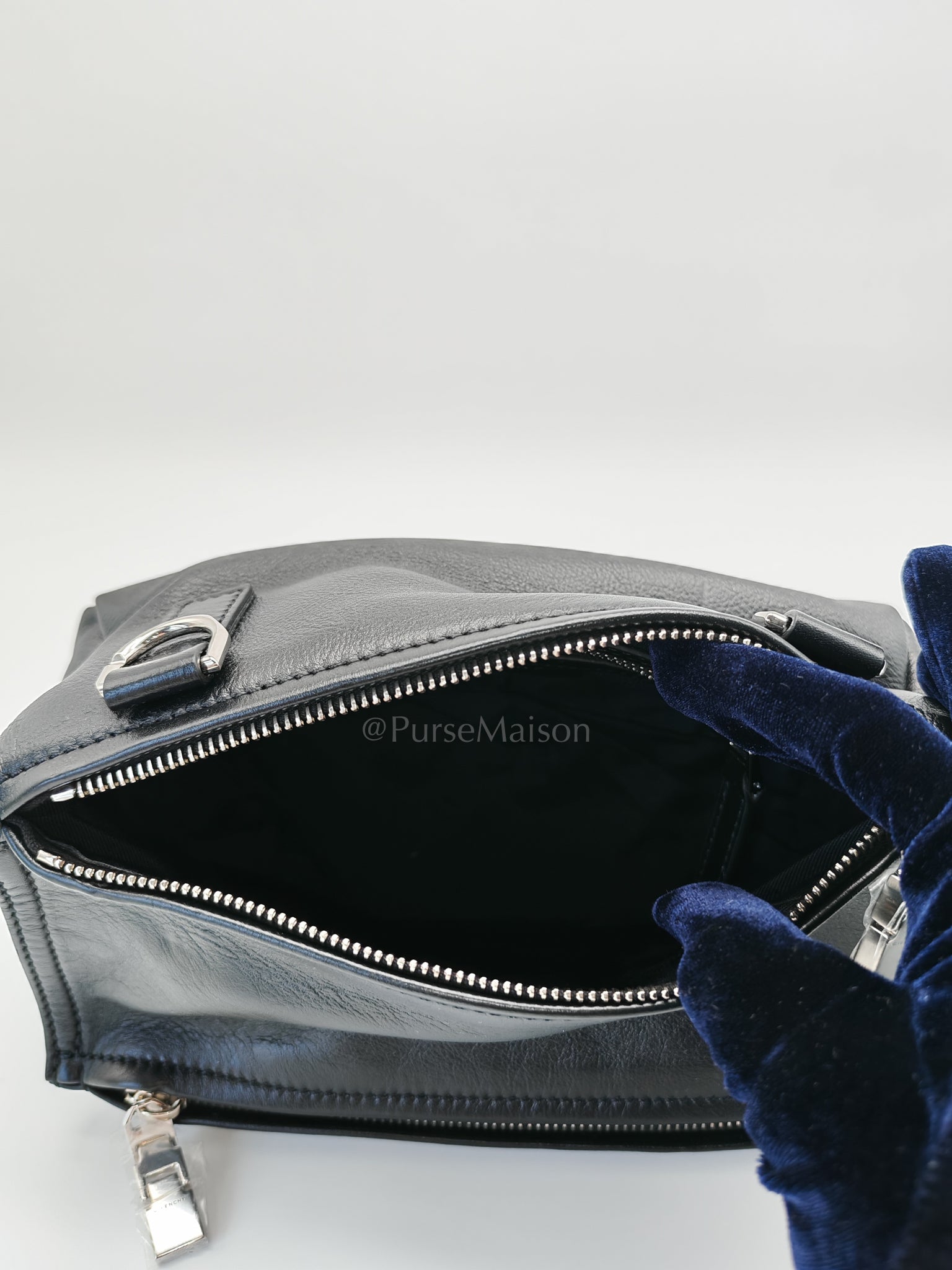 Mini Pandora in Black Soft Calfskin Leather Crossbody Bag | Purse Maison Luxury Bags Shop