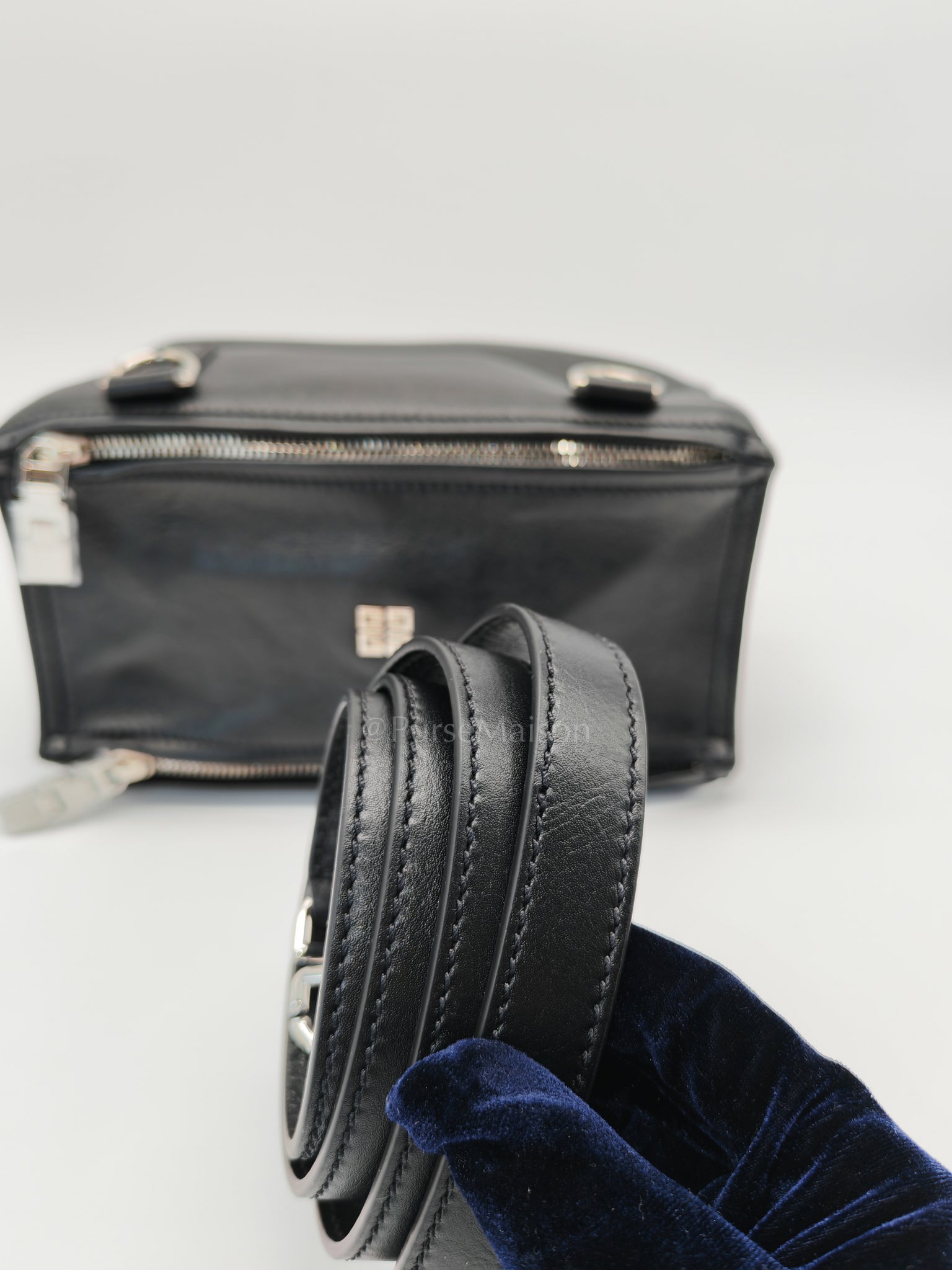 Mini Pandora in Black Soft Calfskin Leather Crossbody Bag | Purse Maison Luxury Bags Shop