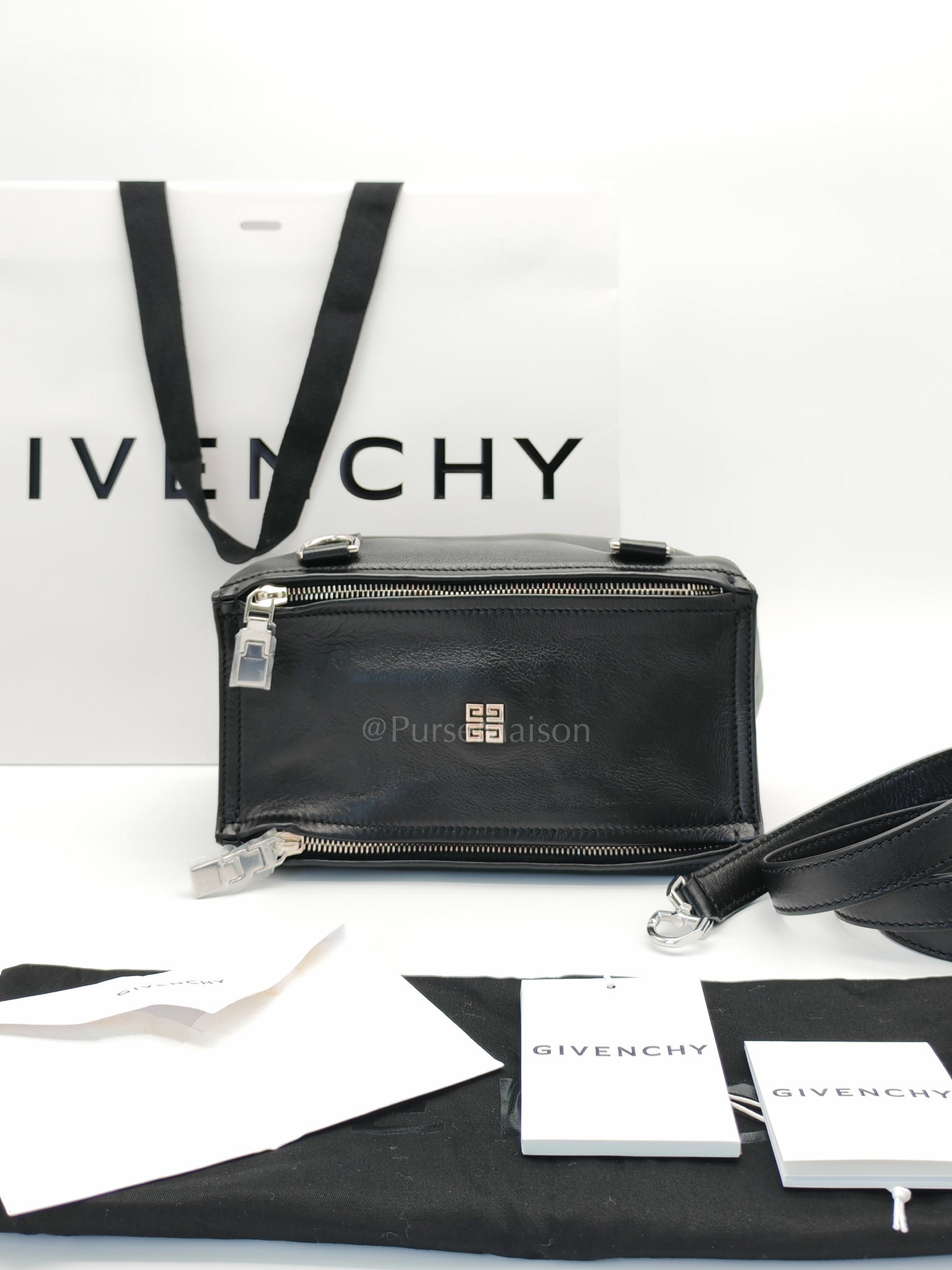 Mini Pandora in Black Soft Calfskin Leather Crossbody Bag | Purse Maison Luxury Bags Shop