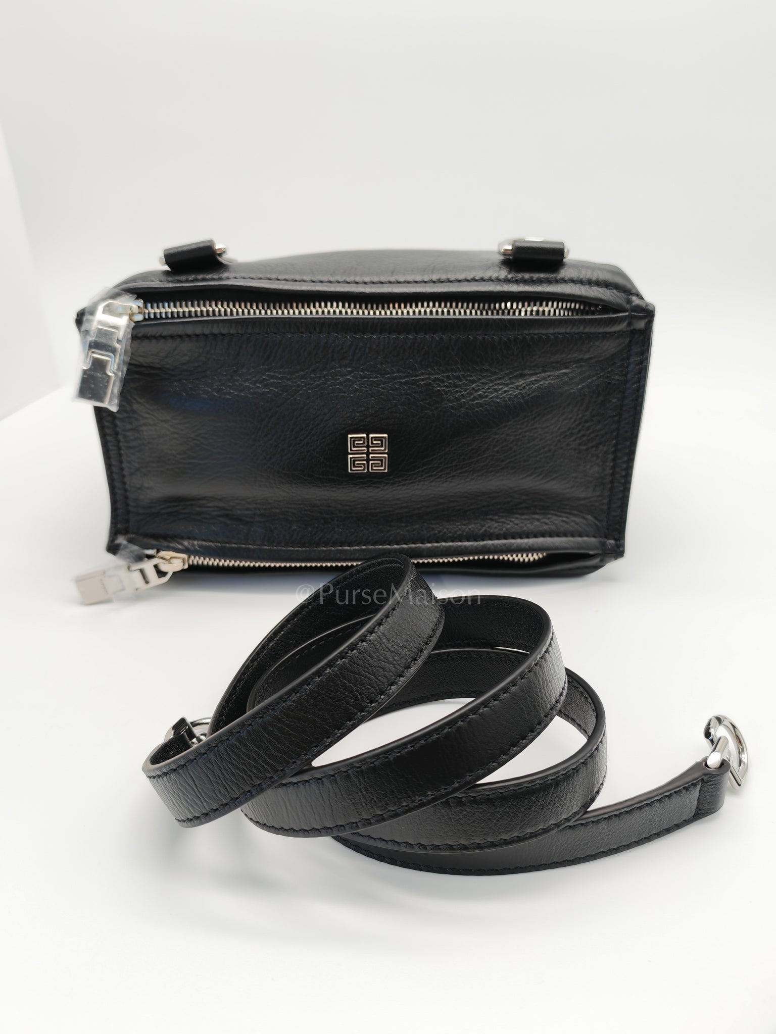 Mini Pandora in Black Soft Grained Calfskin Leather Crossbody Bag | Purse Maison Luxury Bags Shop