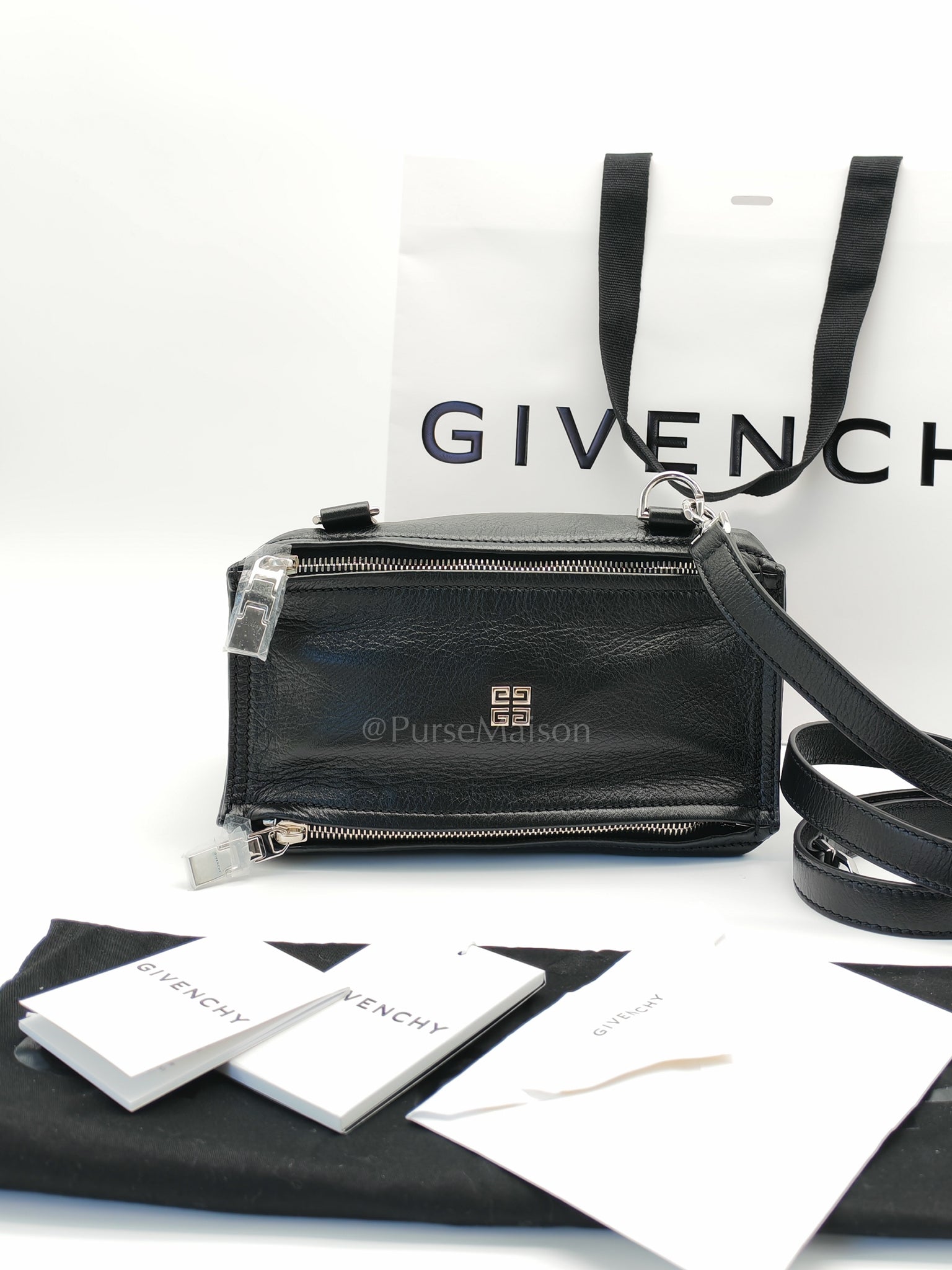 Mini Pandora in Black Soft Grained Calfskin Leather Crossbody Bag | Purse Maison Luxury Bags Shop