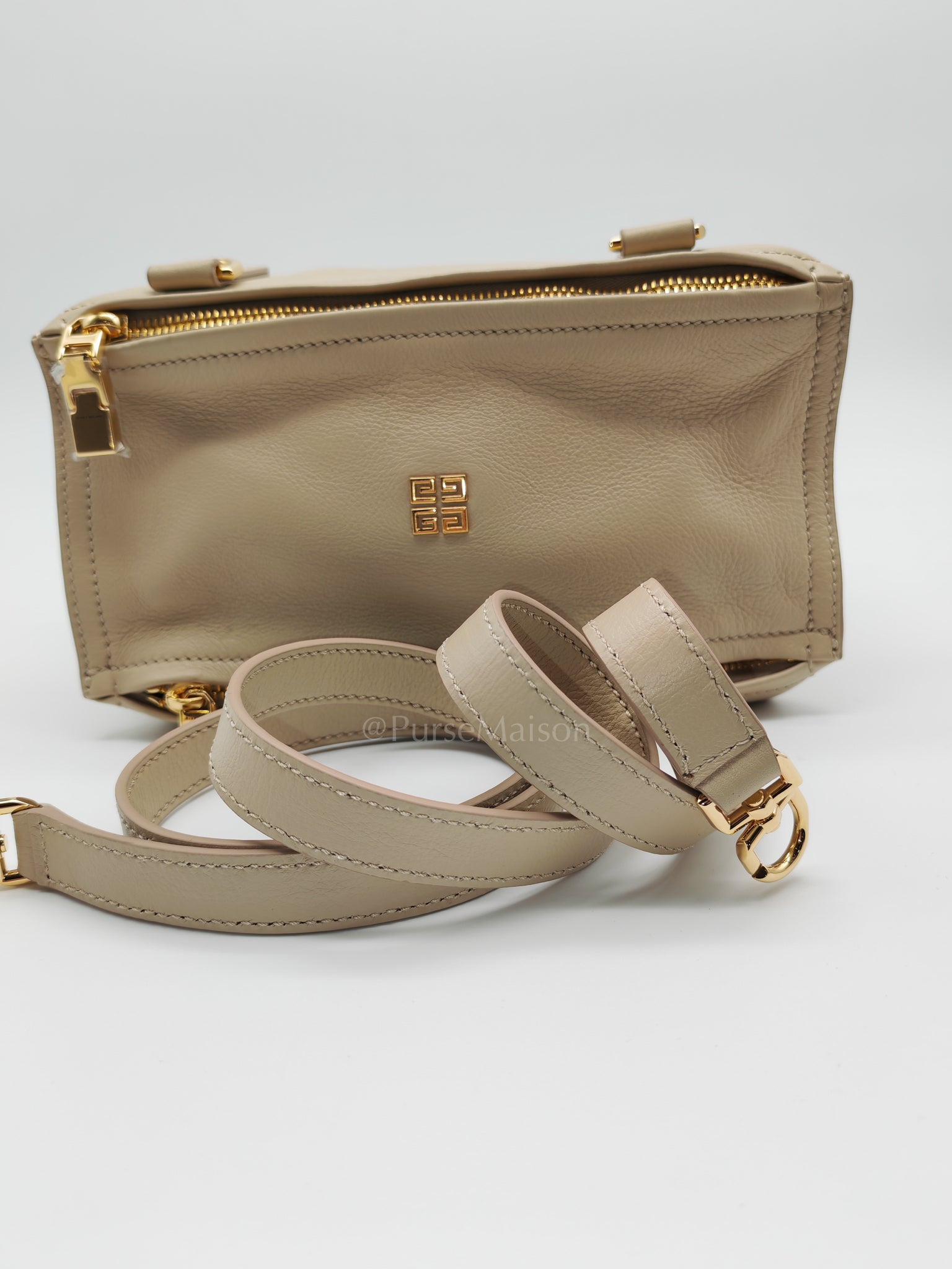 Mini Pandora in Natural Beige Soft Calfskin Leather Crossbody Bag | Purse Maison Luxury Bags Shop