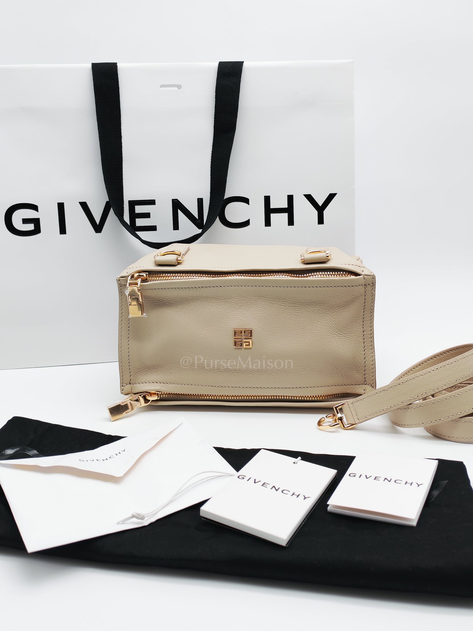 Mini Pandora in Natural Beige Soft Calfskin Leather Crossbody Bag | Purse Maison Luxury Bags Shop