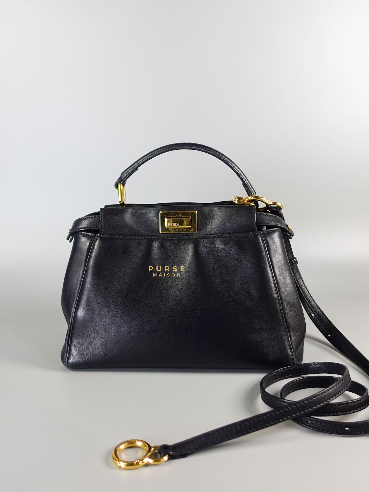 Mini Peekaboo in Black Leather | Purse Maison Luxury Bags Shop