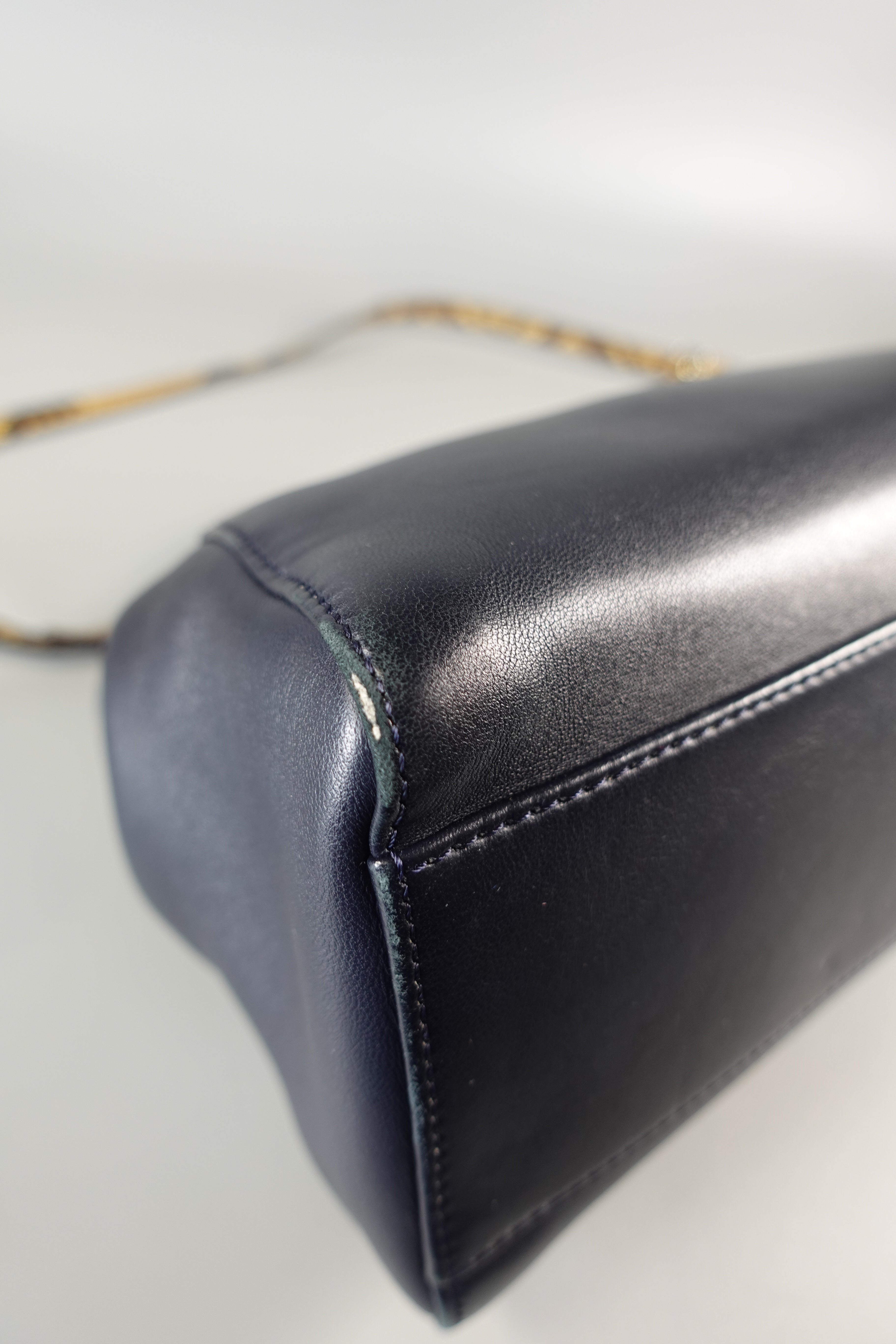 Mini Peekaboo in Navy Blue Leather with Python Top Handle | Purse Maison Luxury Bags Shop