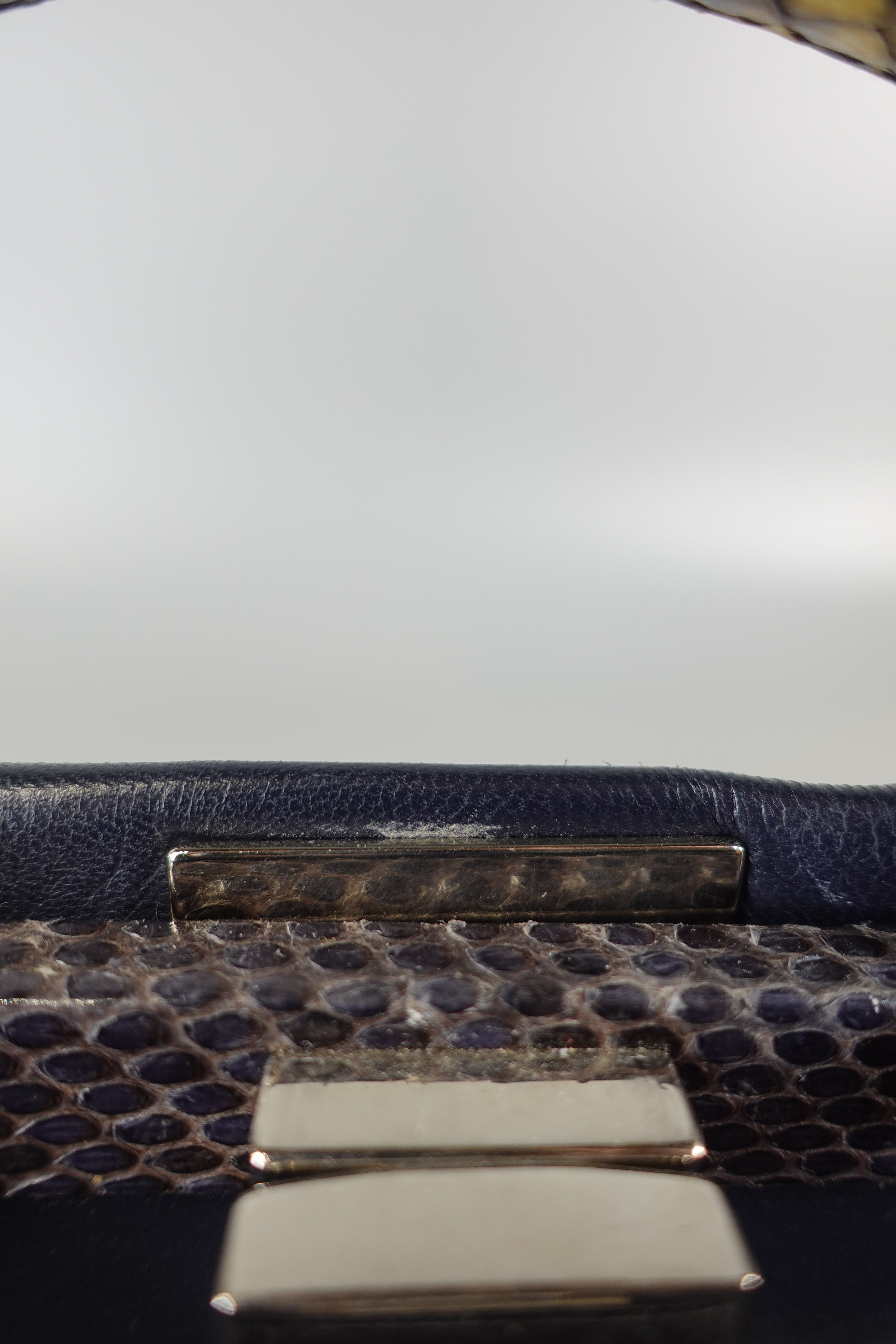 Mini Peekaboo in Navy Blue Leather with Python Top Handle | Purse Maison Luxury Bags Shop