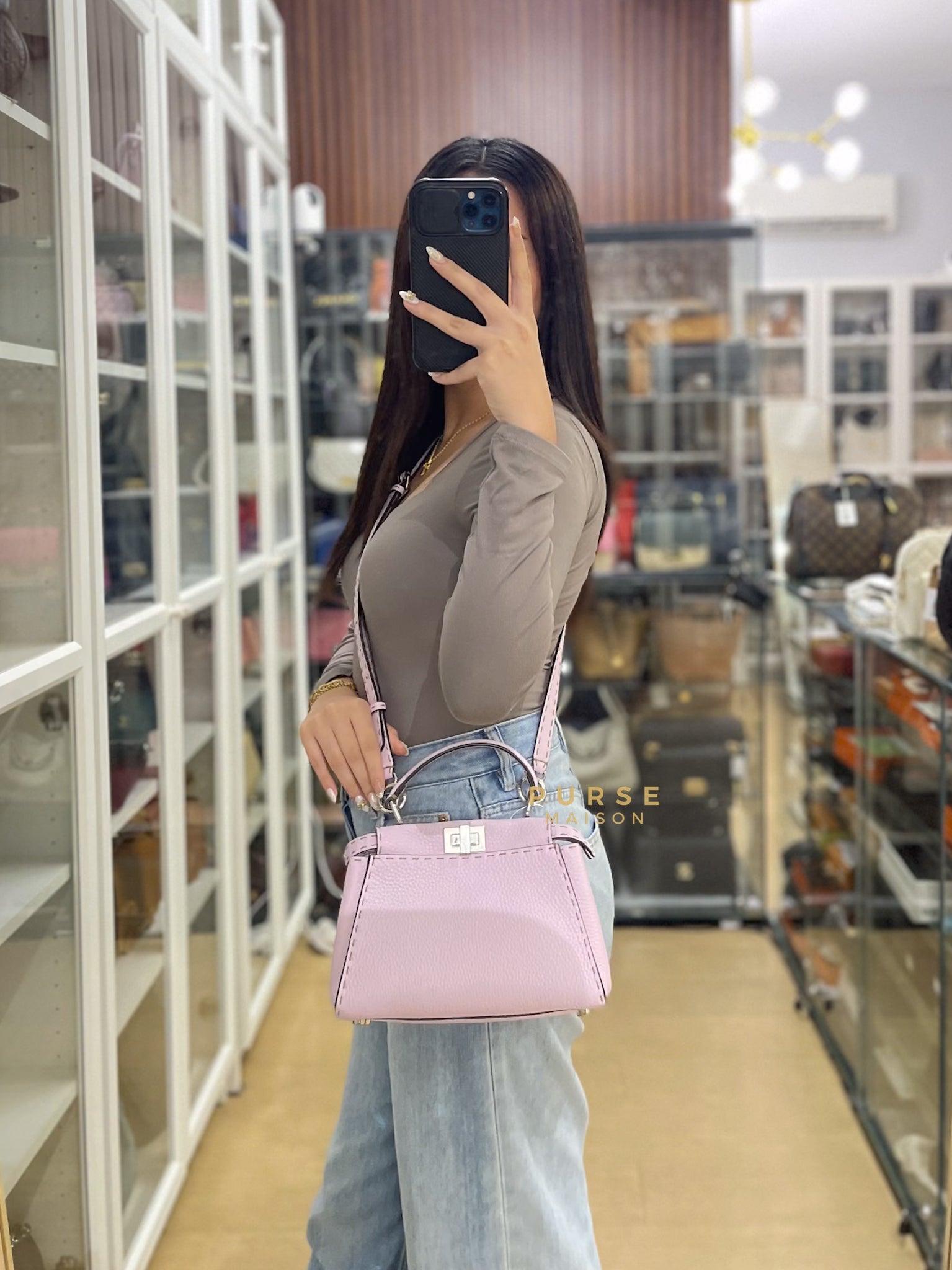 Mini Peekaboo Selleria Light Purple & Silver Hardware | Purse Maison Luxury Bags Shop