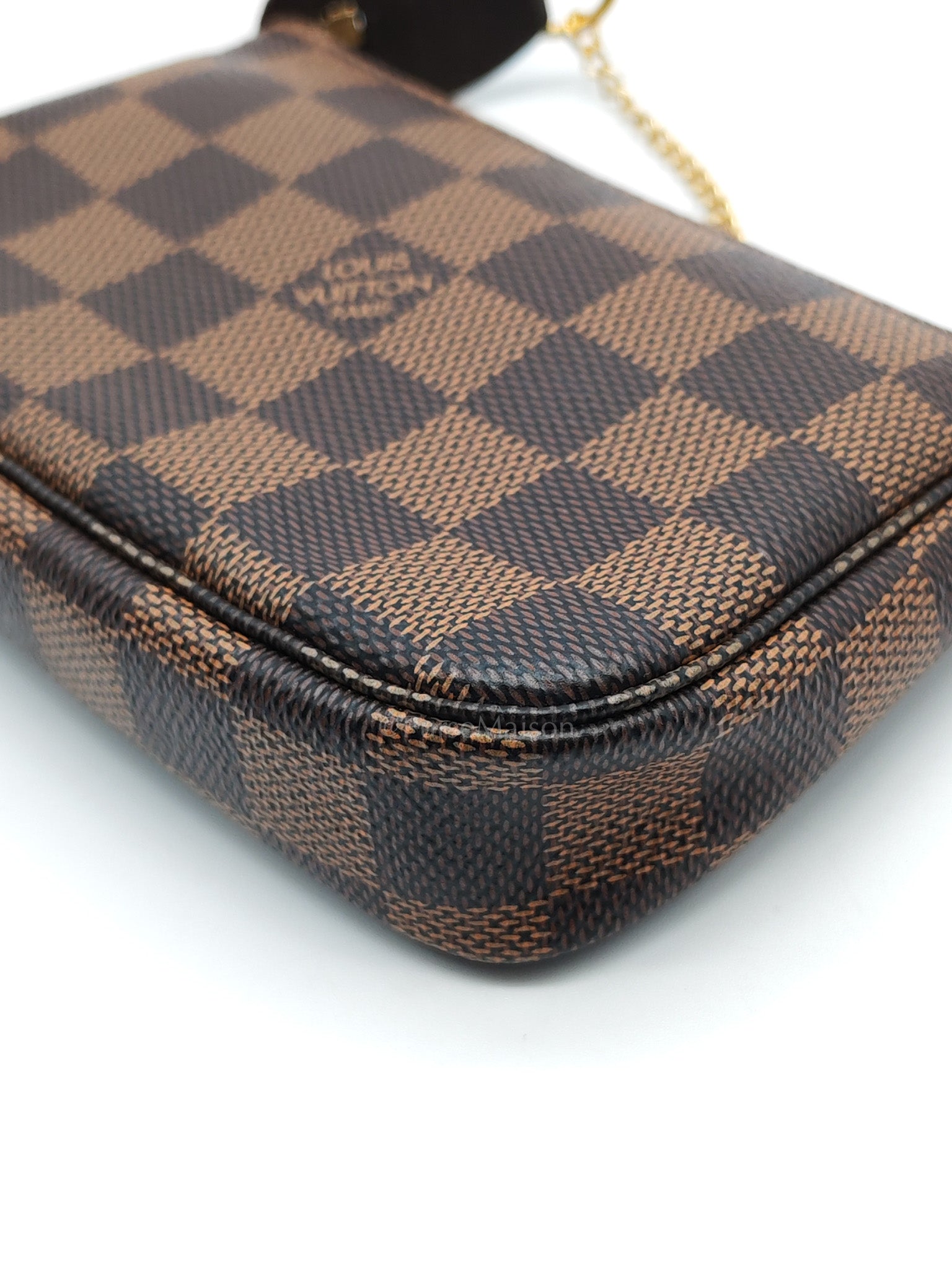 Mini Pochette in Damier Ebene Canvas & Gold Hardware (Datecode: SF1211) | Purse Maison Luxury Bags Shop