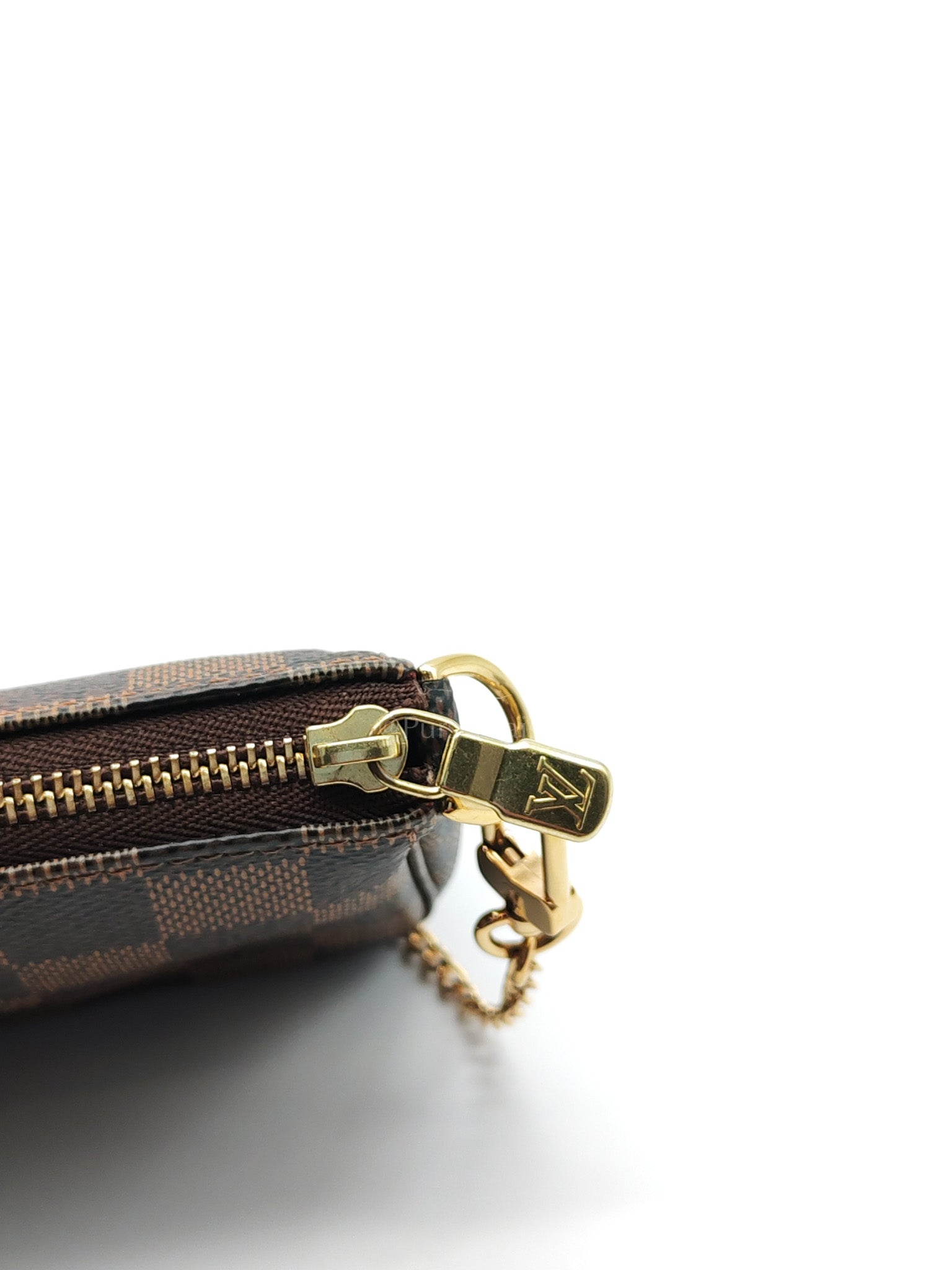 Mini Pochette in Damier Ebene Canvas & Gold Hardware (Datecode: SF1211) | Purse Maison Luxury Bags Shop