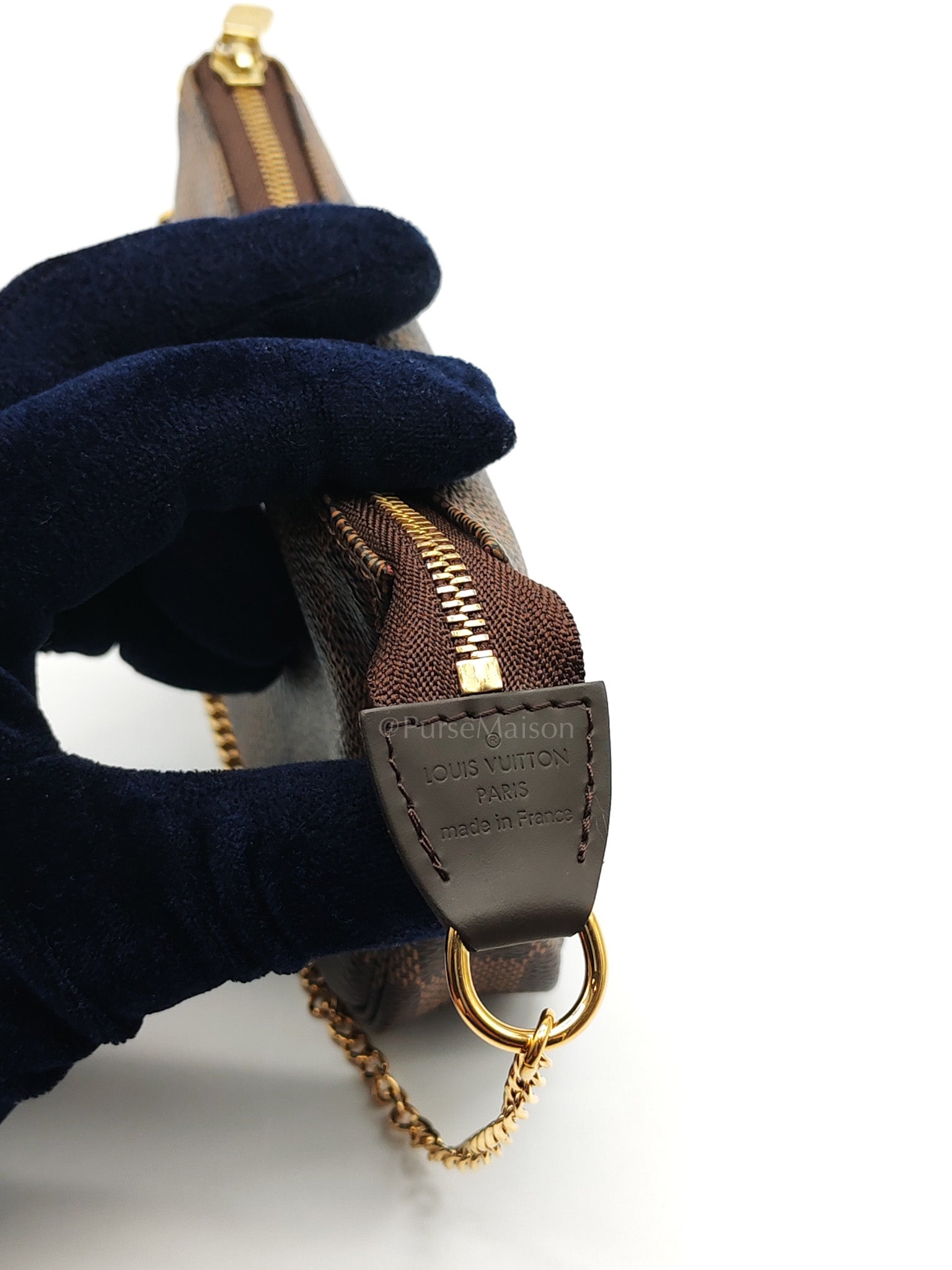 Mini Pochette in Damier Ebene Canvas & Gold Hardware (Datecode: SF1211) | Purse Maison Luxury Bags Shop