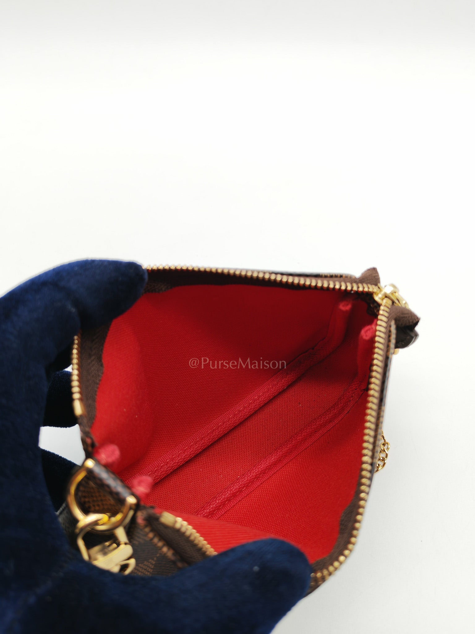 Mini Pochette in Damier Ebene Canvas & Gold Hardware (Datecode: SF1211) | Purse Maison Luxury Bags Shop