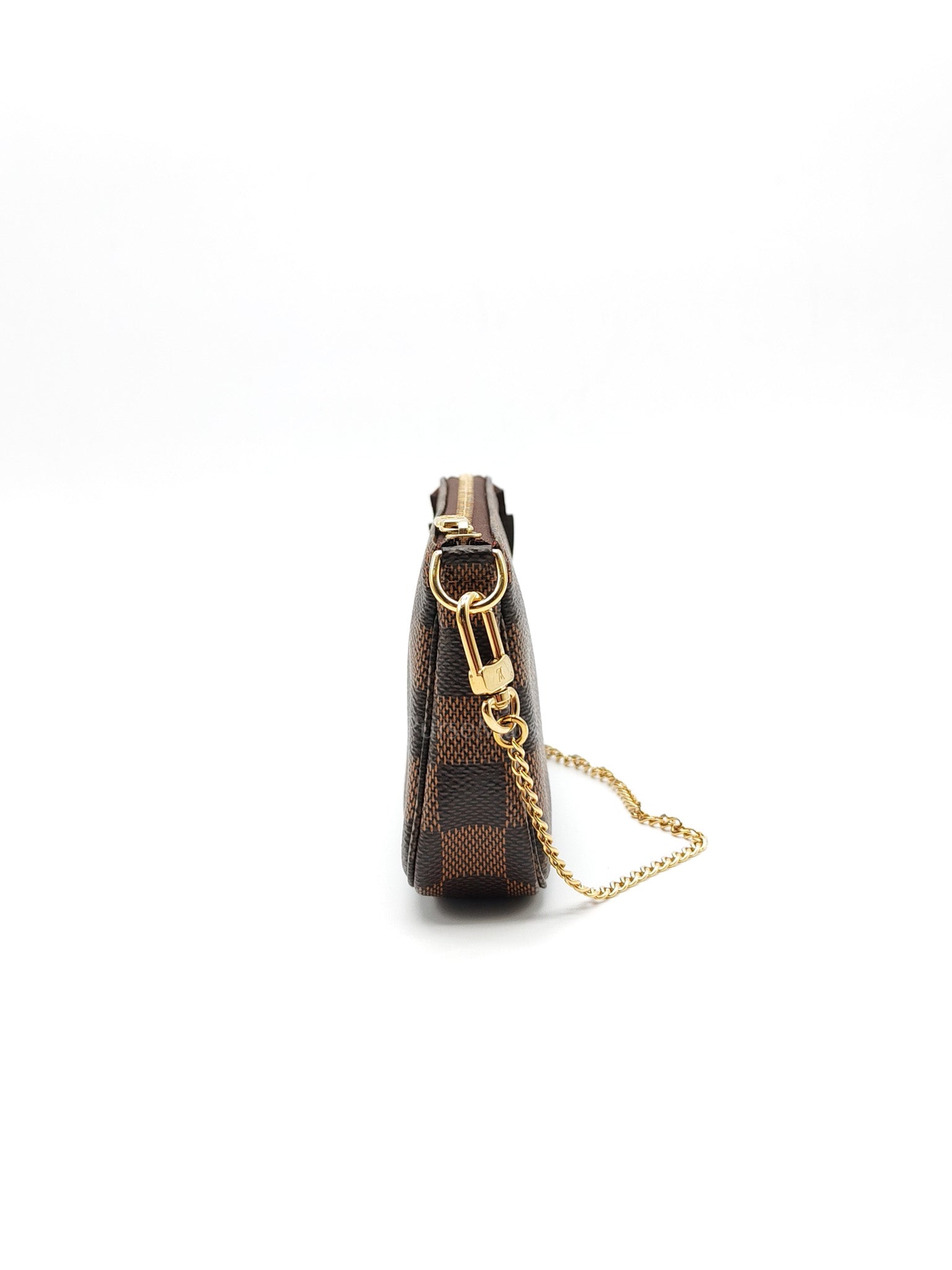 Mini Pochette in Damier Ebene Canvas & Gold Hardware (Datecode: SF1211) | Purse Maison Luxury Bags Shop