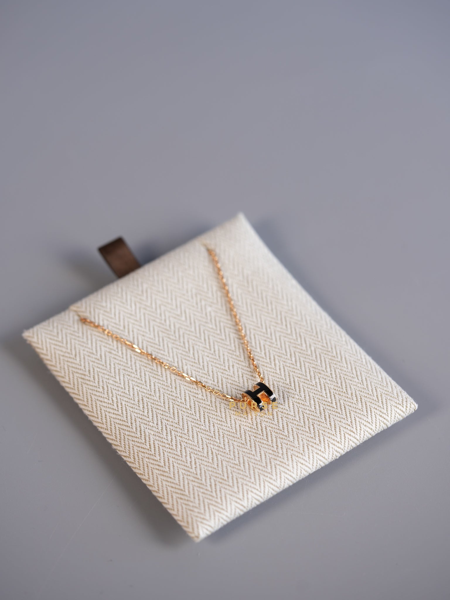 Mini Pop H Black and Rose Gold Necklace | Purse Maison Luxury Bags Shop