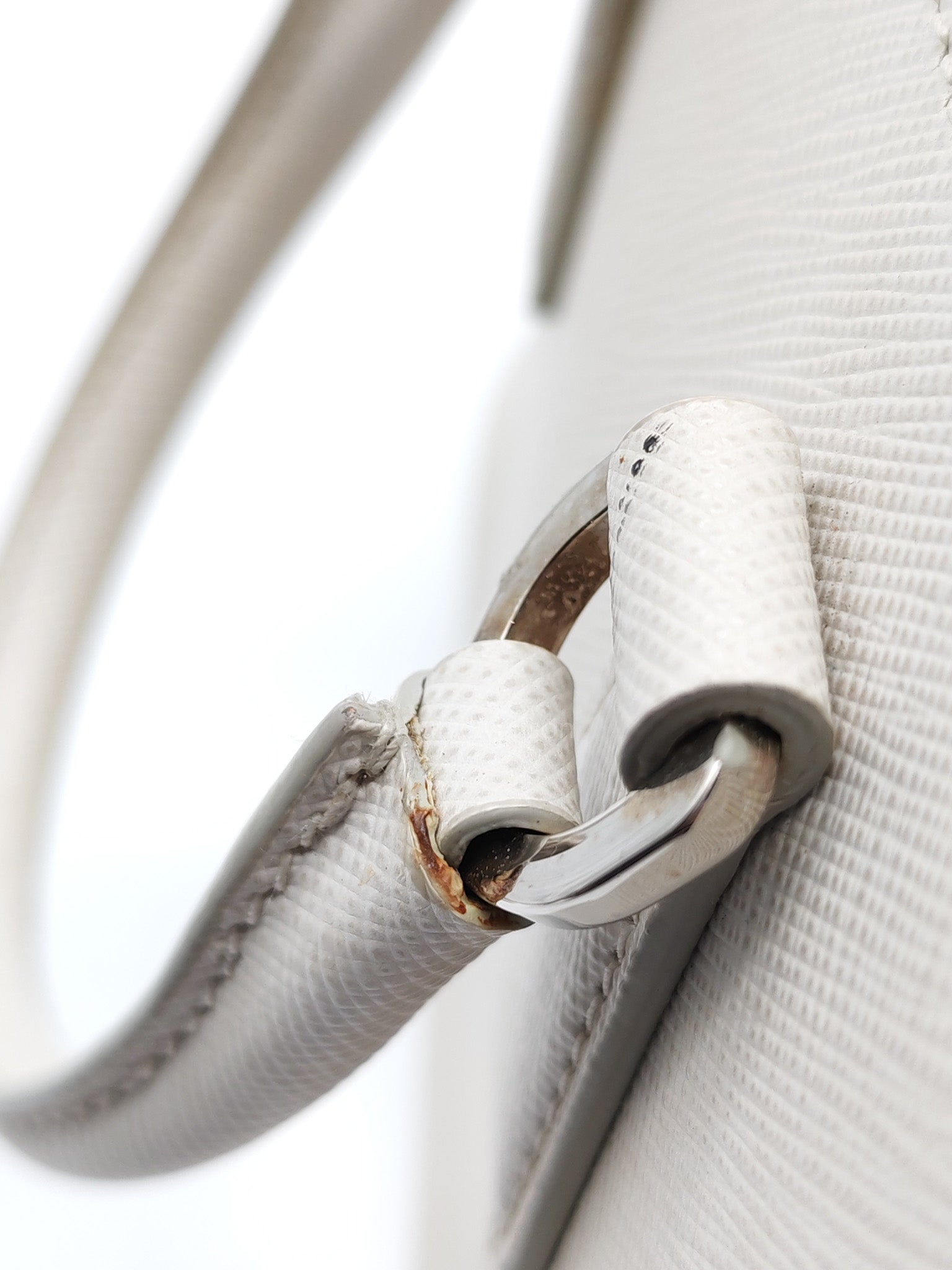 Mini Promenade Crossbody Bag in Off White Saffiano Leather & Silver Hardware | Purse Maison Luxury Bags Shop