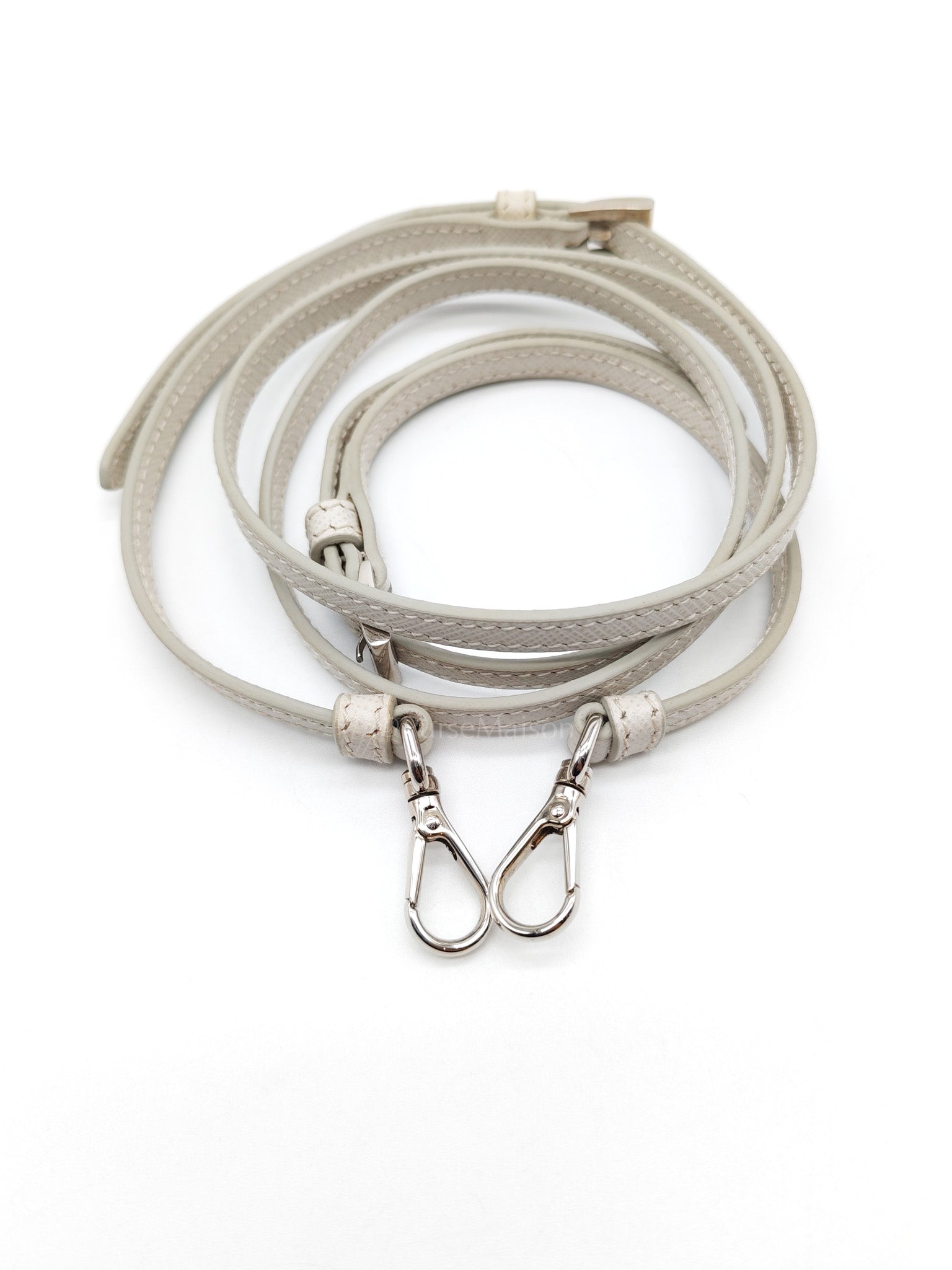 Mini Promenade Crossbody Bag in Off White Saffiano Leather & Silver Hardware | Purse Maison Luxury Bags Shop