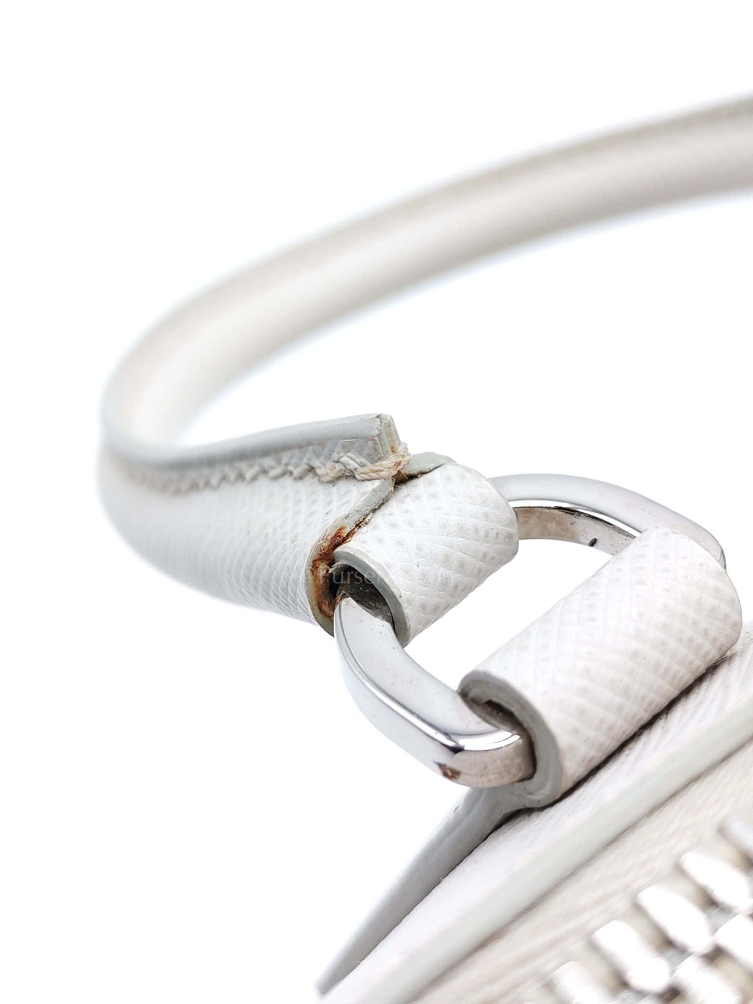 Mini Promenade Crossbody Bag in Off White Saffiano Leather & Silver Hardware | Purse Maison Luxury Bags Shop