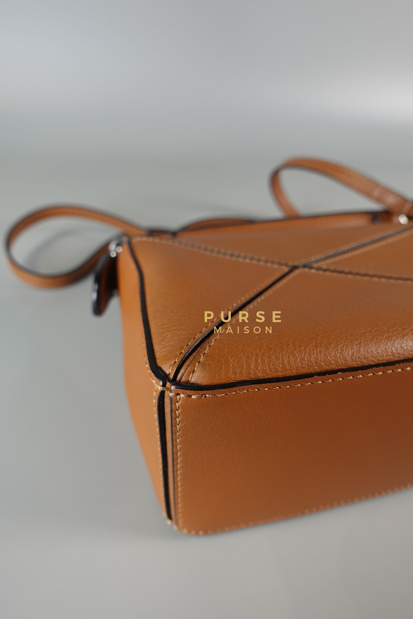 Mini Puzzle Bag in Tan Grained Calfskin | Purse Maison Luxury Bags Shop