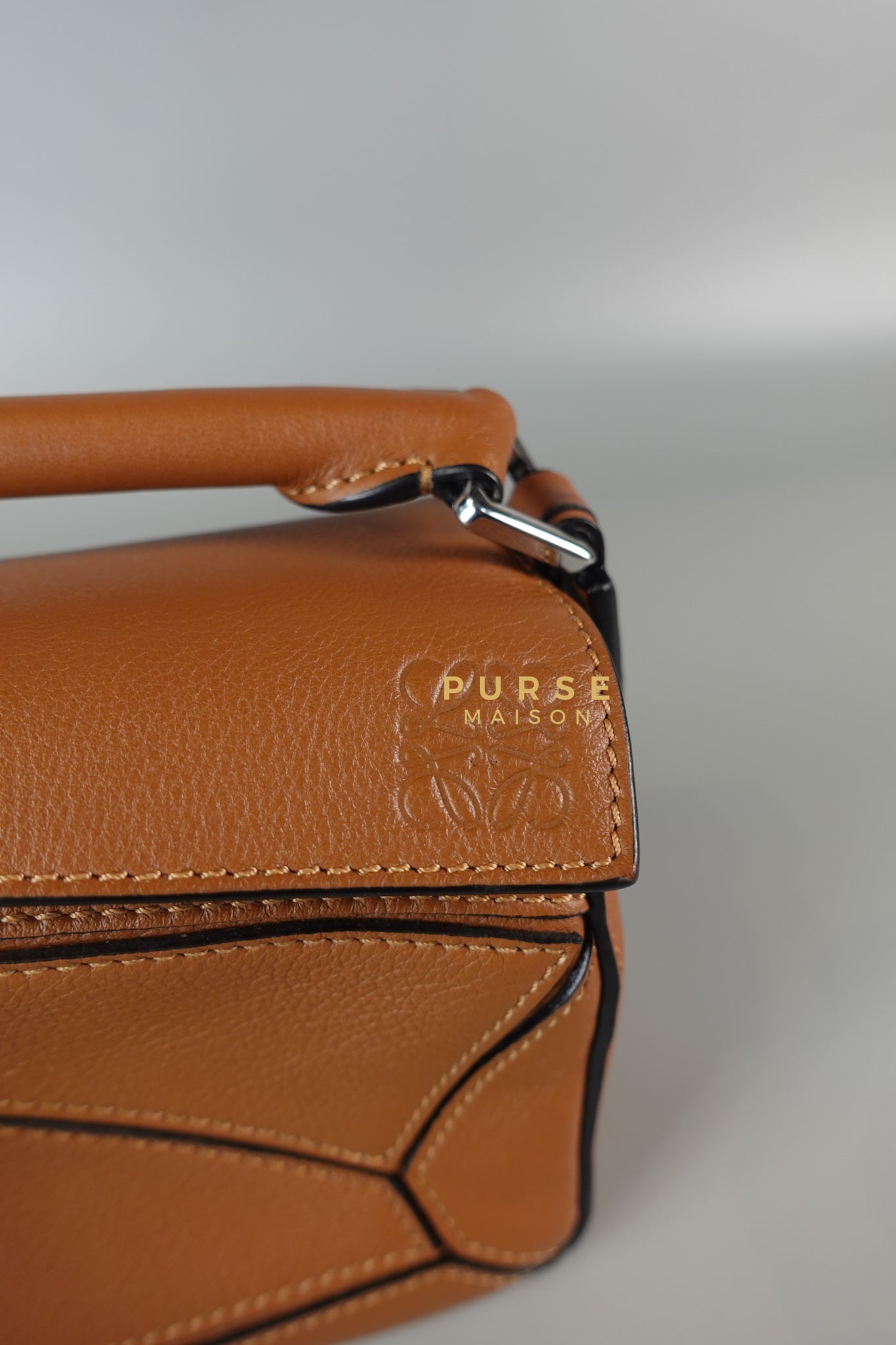 Mini Puzzle Bag in Tan Grained Calfskin | Purse Maison Luxury Bags Shop