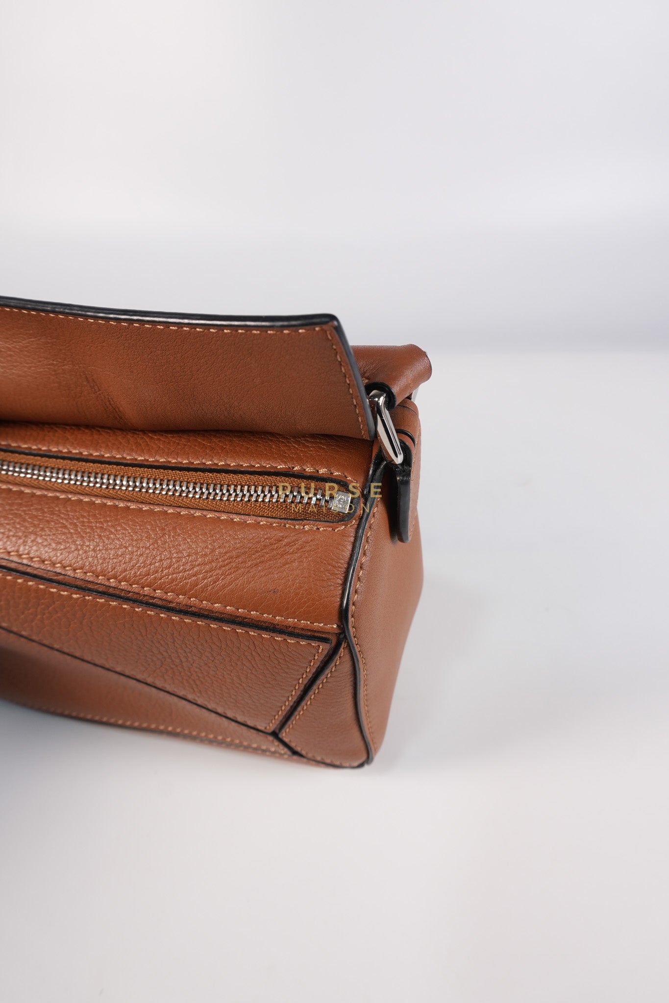 Mini Puzzle Bag in Tan Grained Calfskin | Purse Maison Luxury Bags Shop