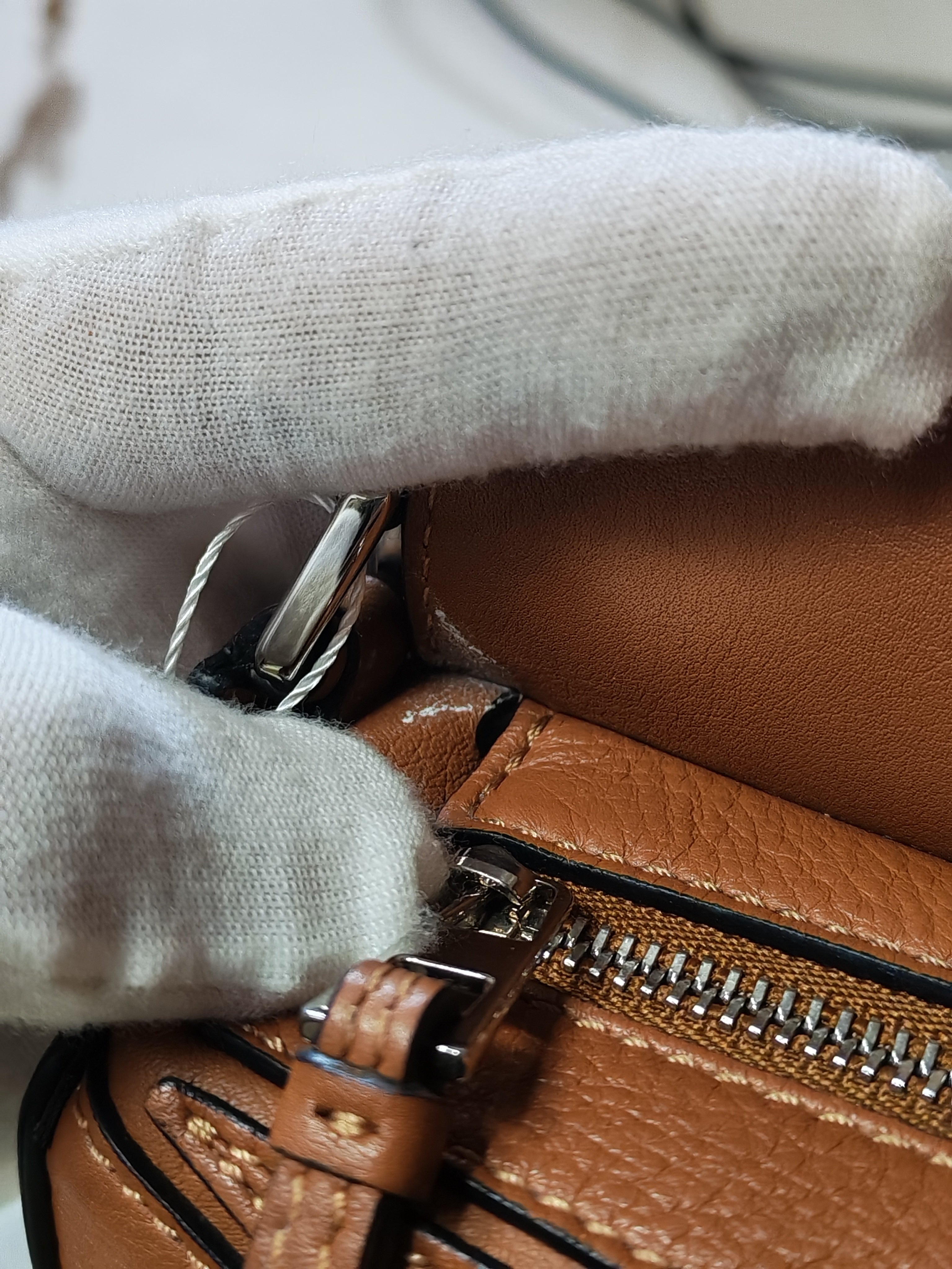 Mini Puzzle Bag in Tan Grained Calfskin | Purse Maison Luxury Bags Shop