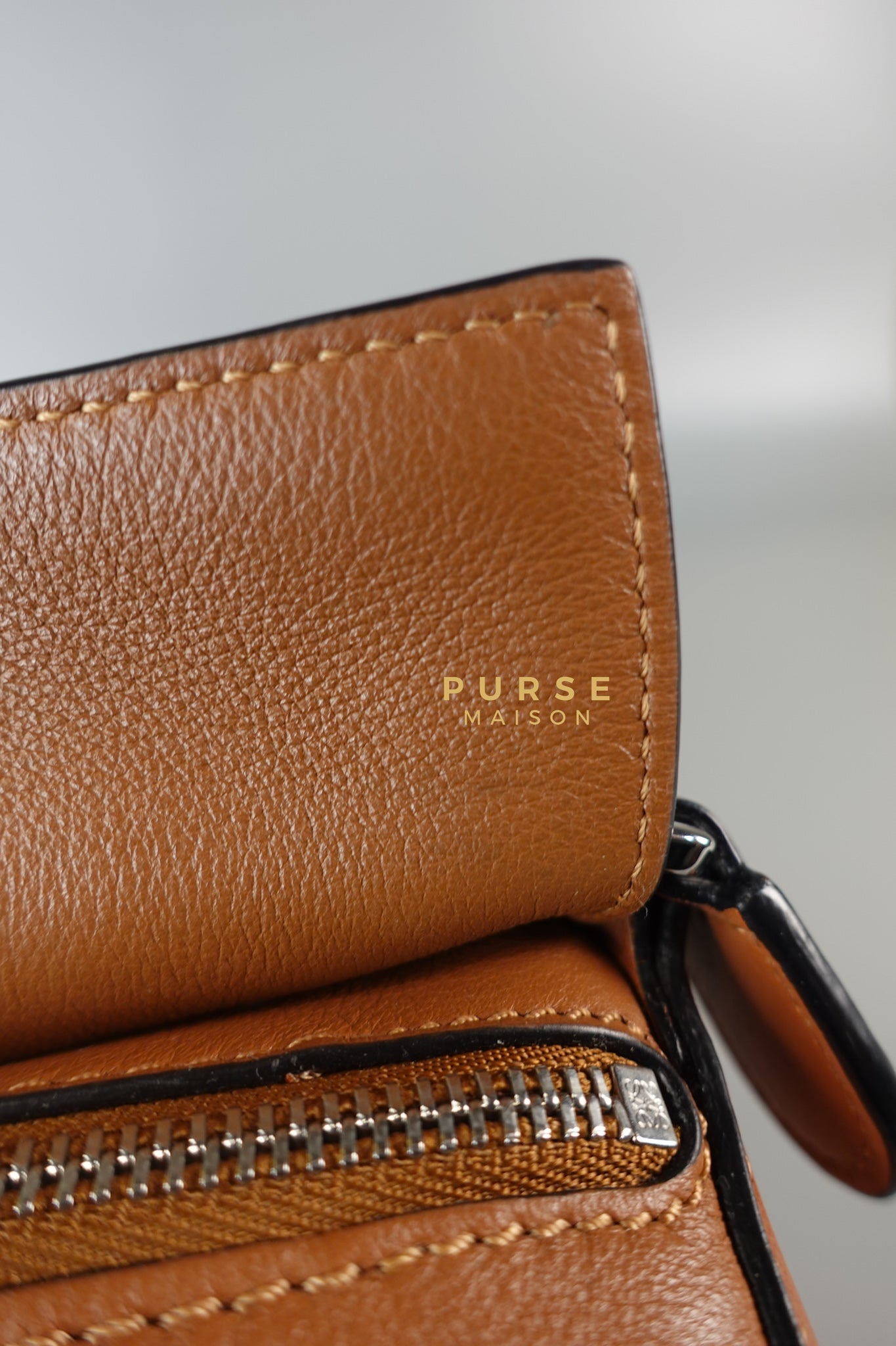 Mini Puzzle Bag in Tan Grained Calfskin | Purse Maison Luxury Bags Shop