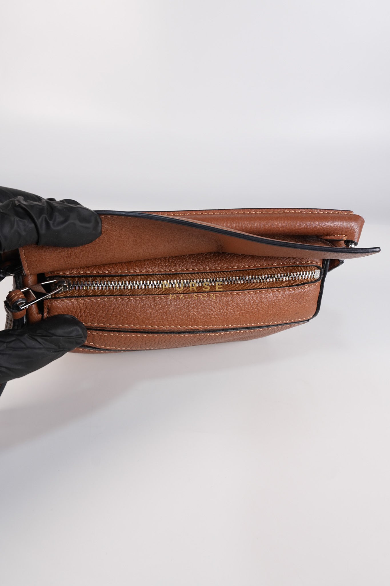 Mini Puzzle Bag in Tan Grained Calfskin | Purse Maison Luxury Bags Shop