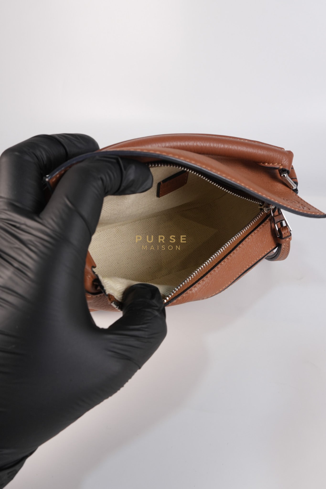 Mini Puzzle Bag in Tan Grained Calfskin | Purse Maison Luxury Bags Shop