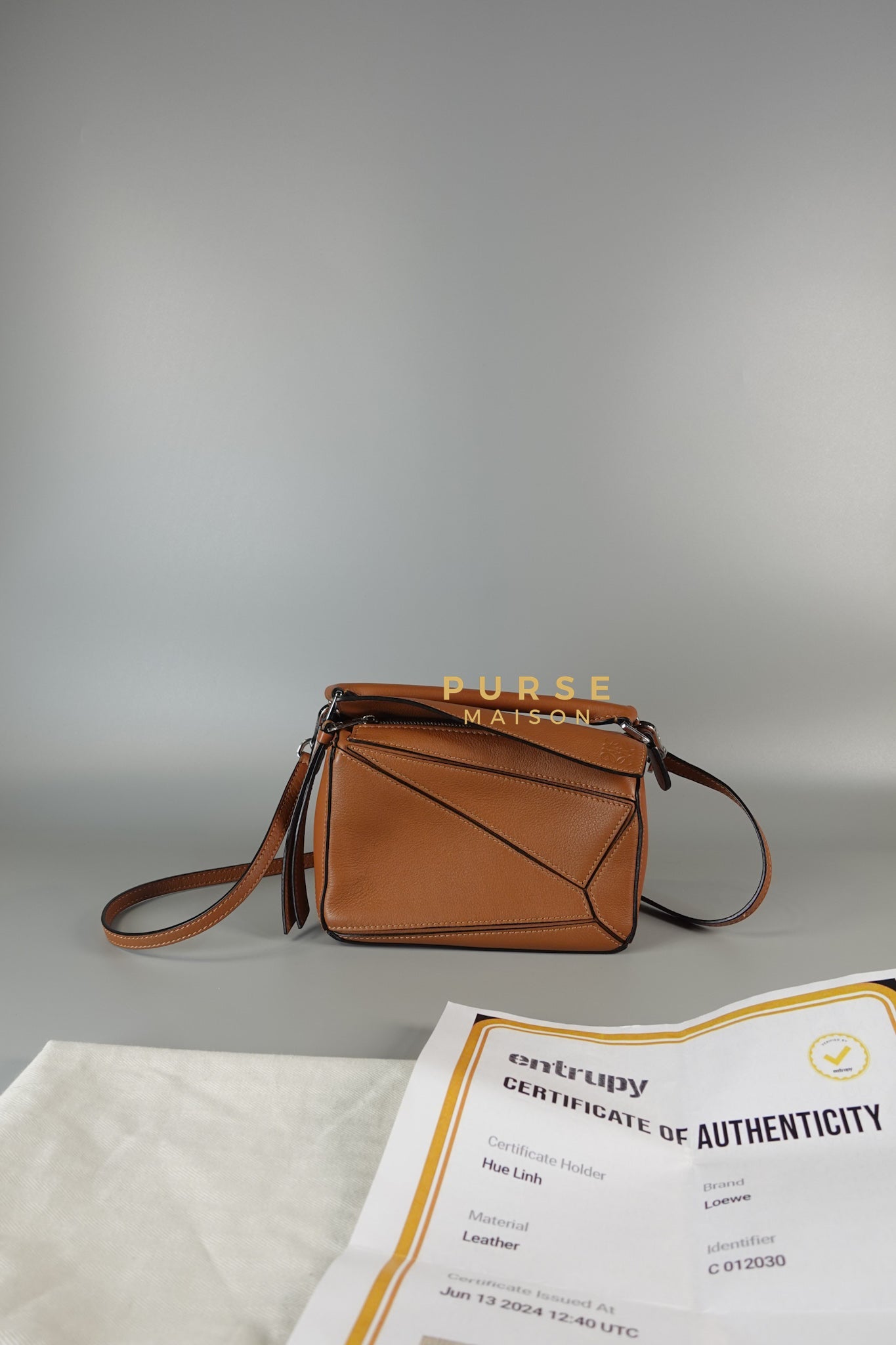 Mini Puzzle Bag in Tan Grained Calfskin | Purse Maison Luxury Bags Shop