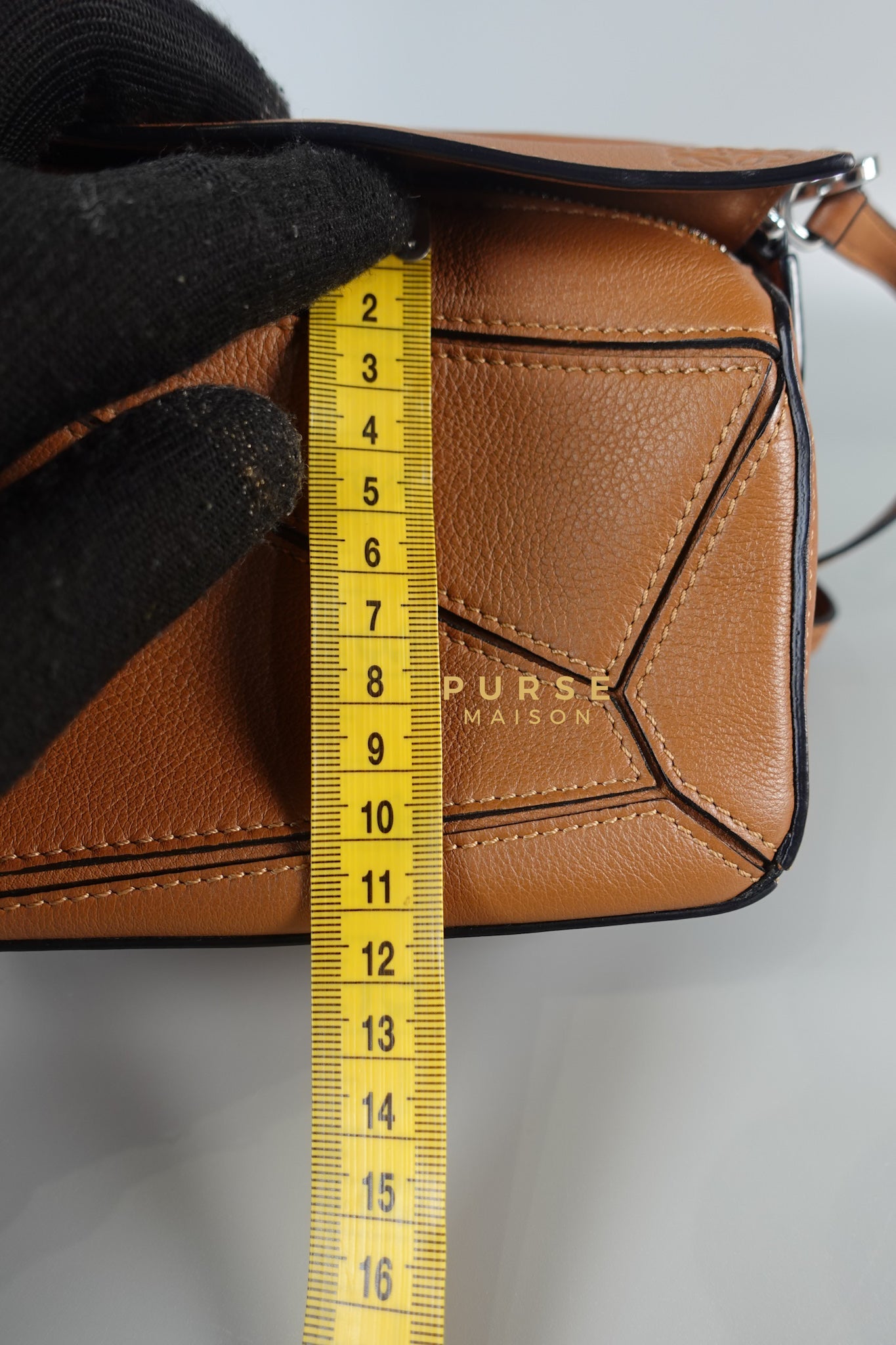 Mini Puzzle Bag in Tan Grained Calfskin | Purse Maison Luxury Bags Shop