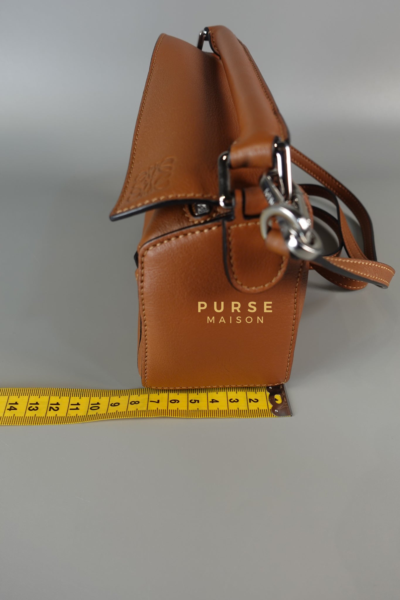 Mini Puzzle Bag in Tan Grained Calfskin | Purse Maison Luxury Bags Shop