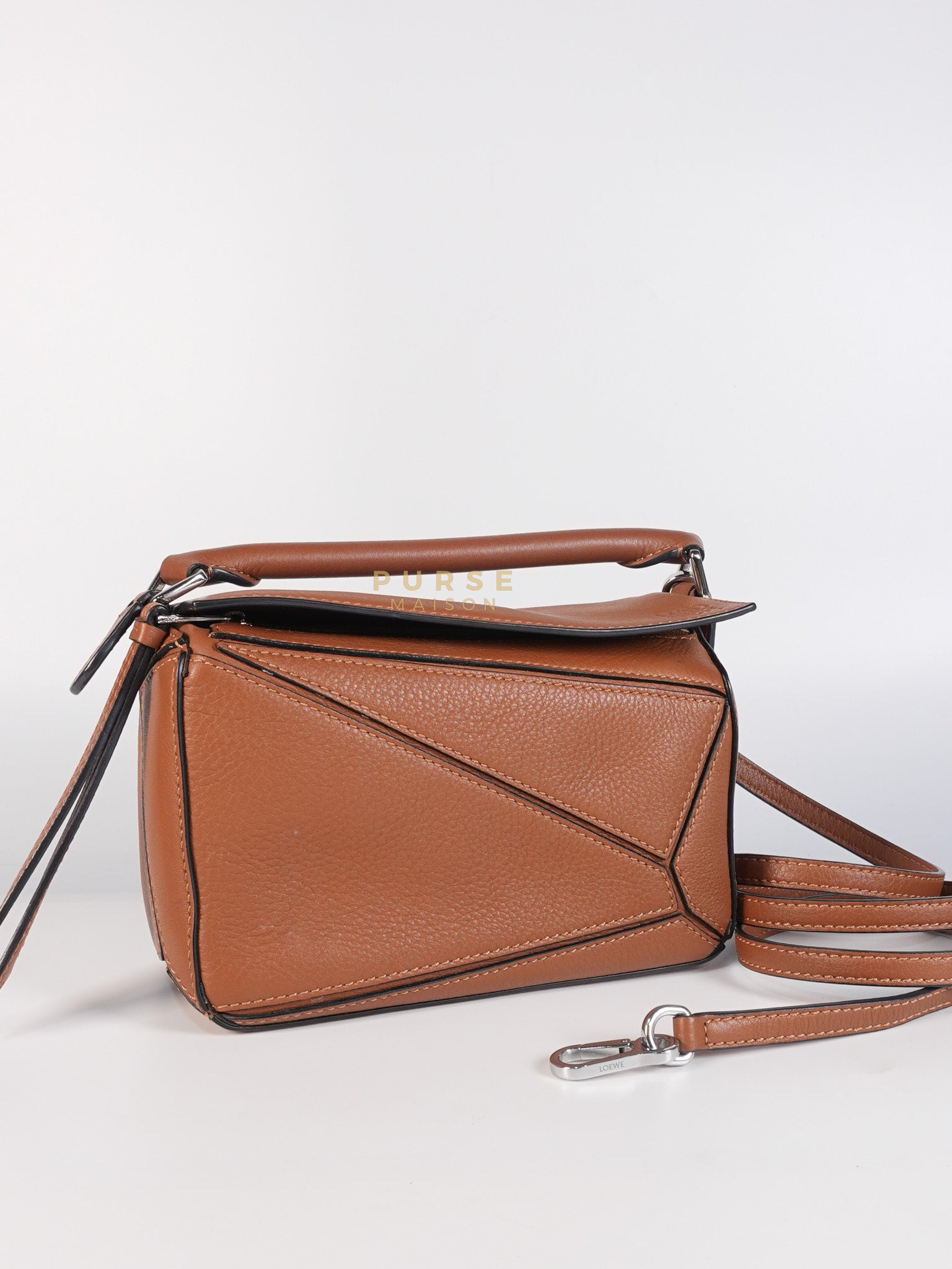 Mini Puzzle Bag in Tan Grained Calfskin | Purse Maison Luxury Bags Shop