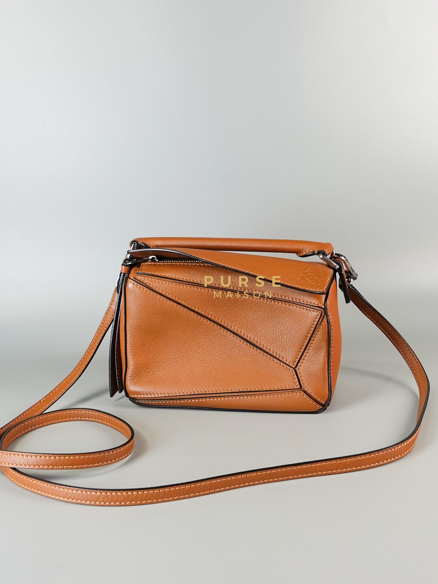 Mini Puzzle Bag in Tan Grained Calfskin | Purse Maison Luxury Bags Shop