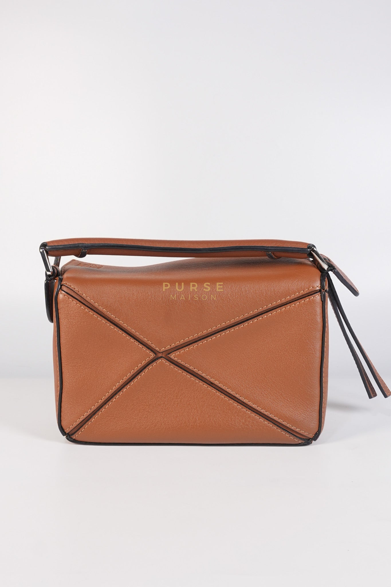 Mini Puzzle Bag in Tan Grained Calfskin | Purse Maison Luxury Bags Shop
