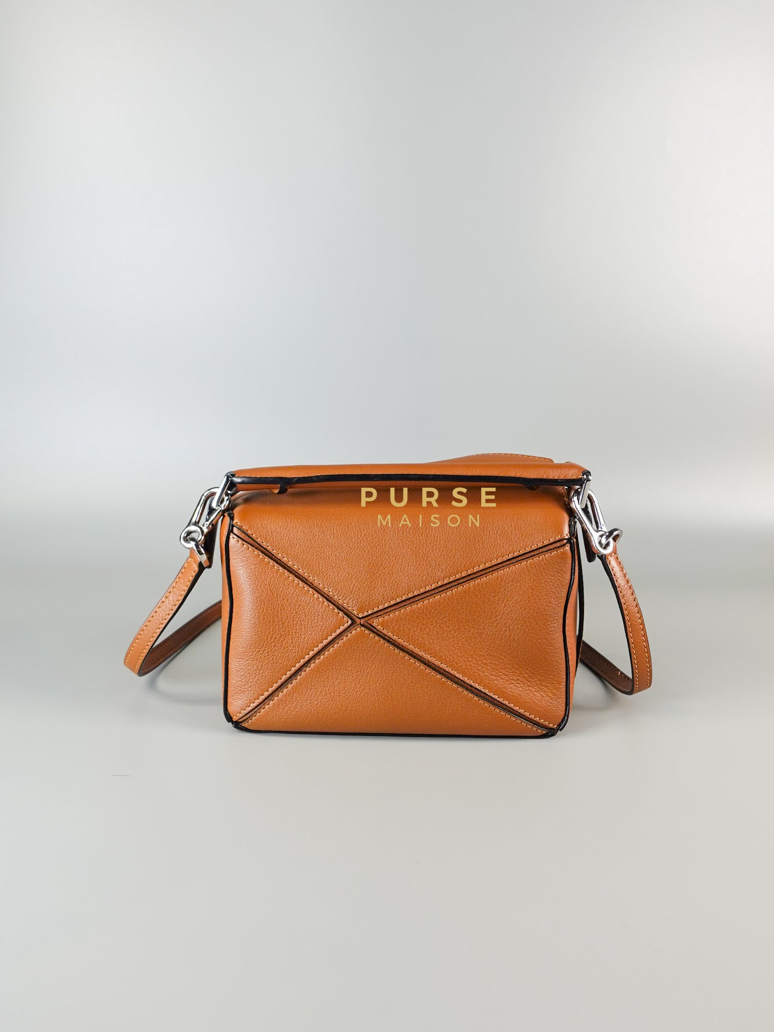 Mini Puzzle Bag in Tan Grained Calfskin | Purse Maison Luxury Bags Shop