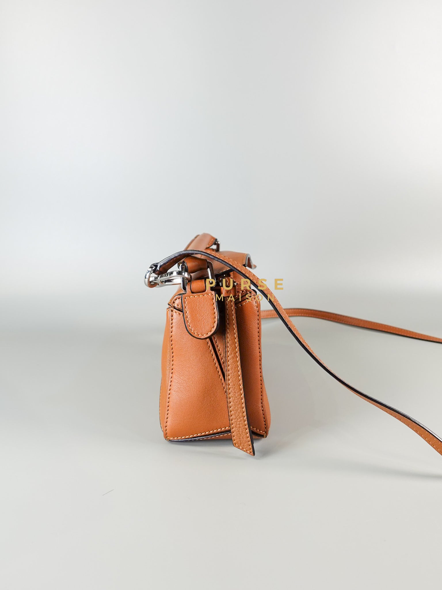 Mini Puzzle Bag in Tan Grained Calfskin | Purse Maison Luxury Bags Shop