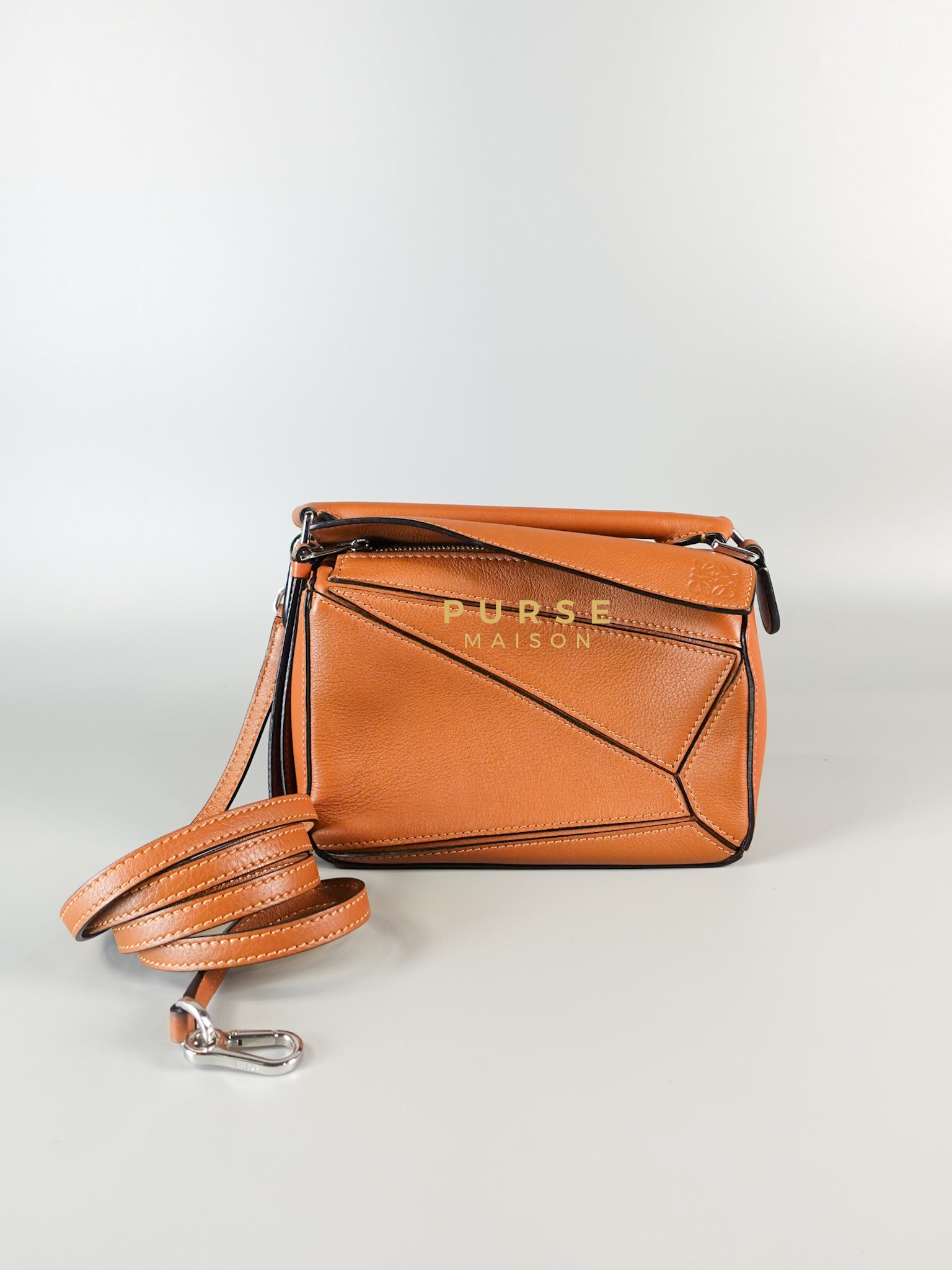 Mini Puzzle Bag in Tan Grained Calfskin | Purse Maison Luxury Bags Shop