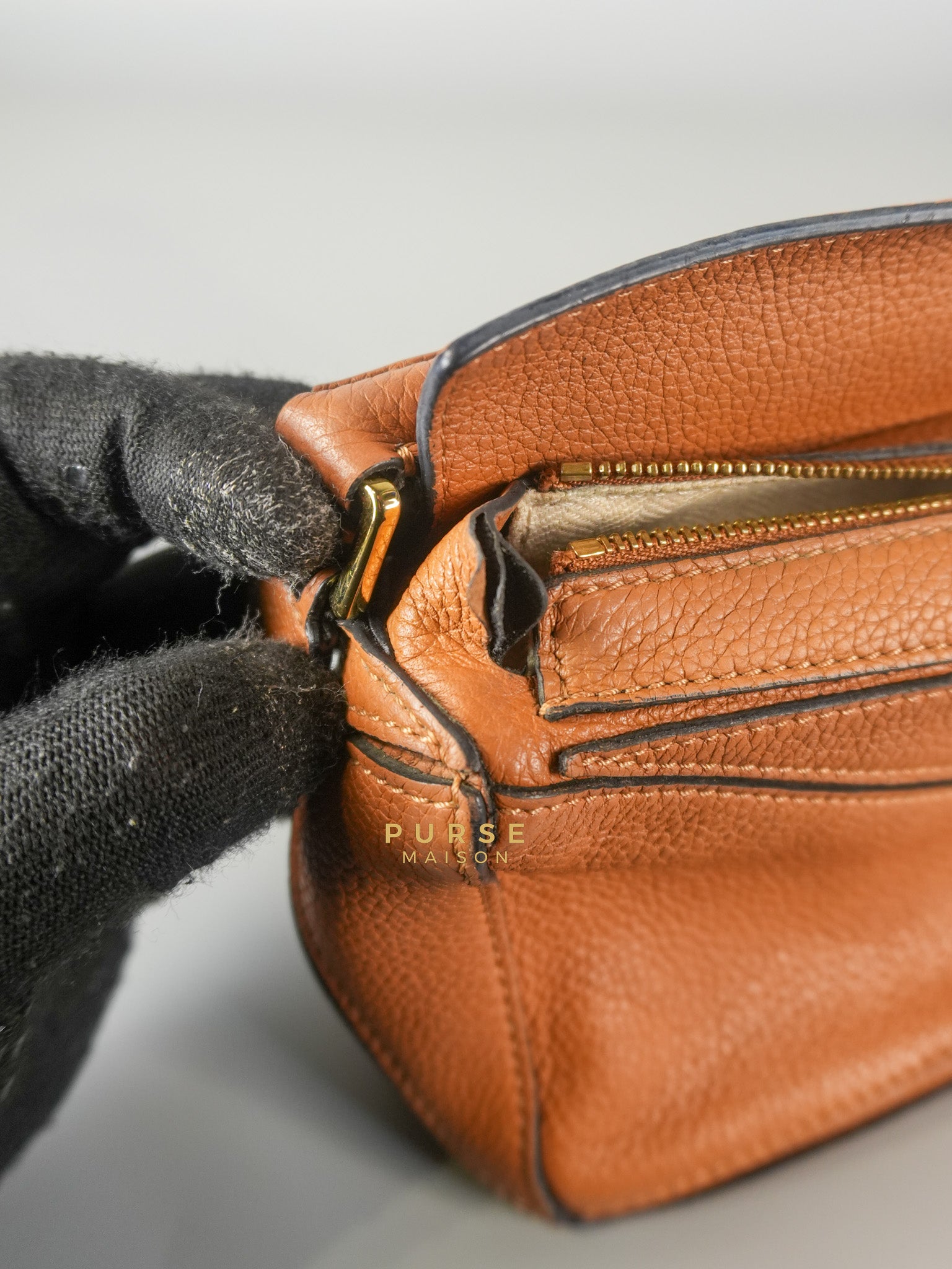 Mini Puzzle Caramel Tan Calfskin | Purse Maison Luxury Bags Shop