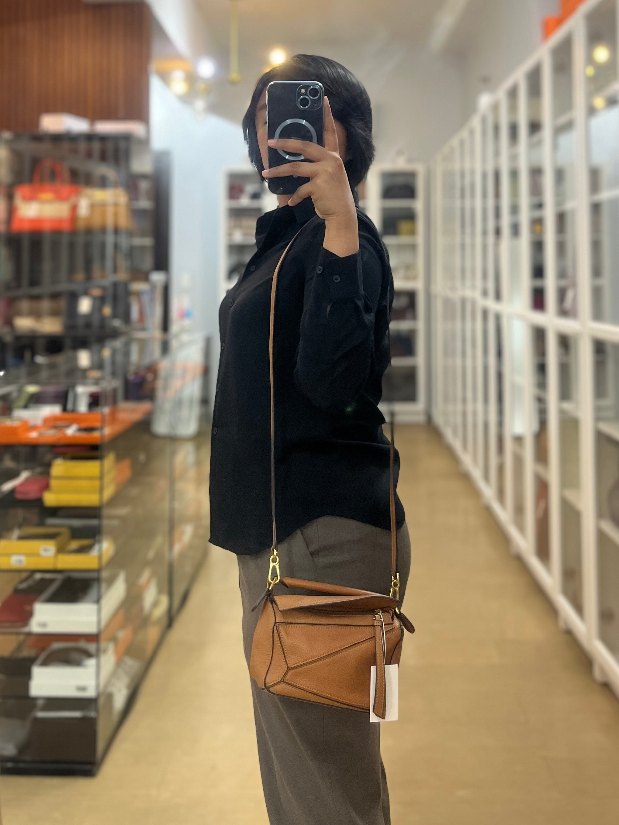 Mini Puzzle Caramel Tan Calfskin | Purse Maison Luxury Bags Shop