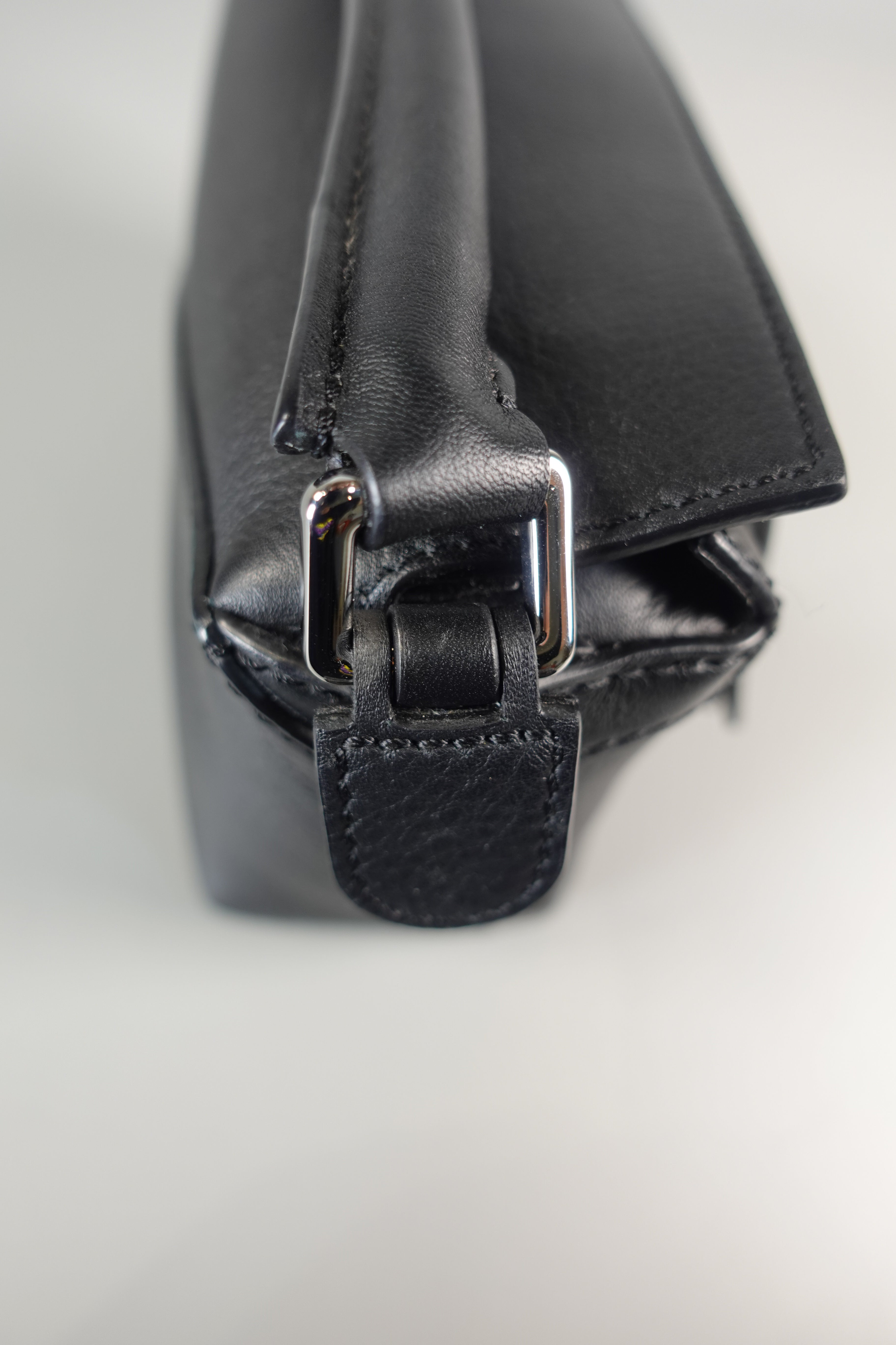 Mini Puzzle Edge Bag in Black Grained Calfskin | Purse Maison Luxury Bags Shop