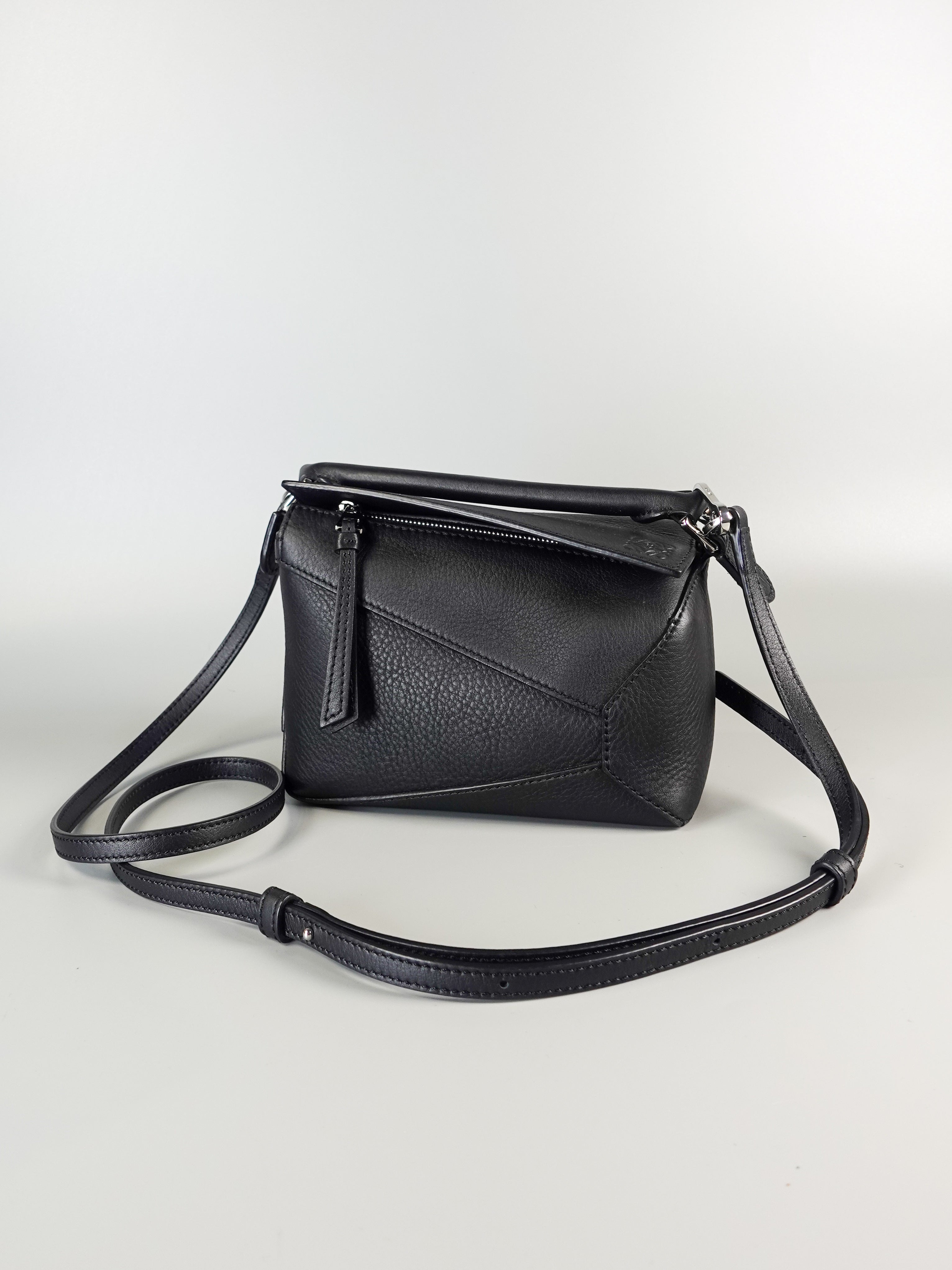 Mini Puzzle Edge Bag in Black Grained Calfskin | Purse Maison Luxury Bags Shop