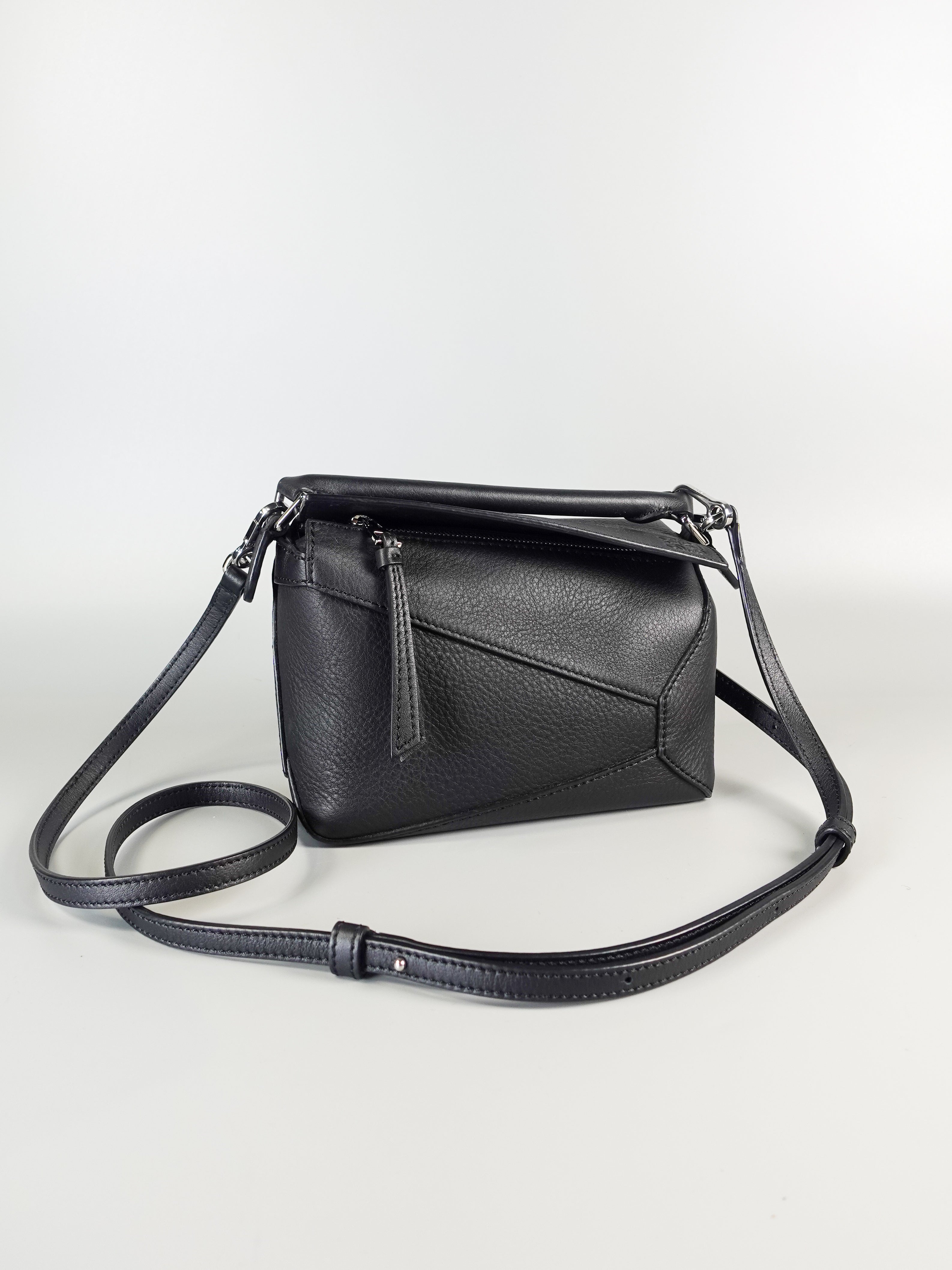 Mini Puzzle Edge Bag in Black Grained Calfskin | Purse Maison Luxury Bags Shop