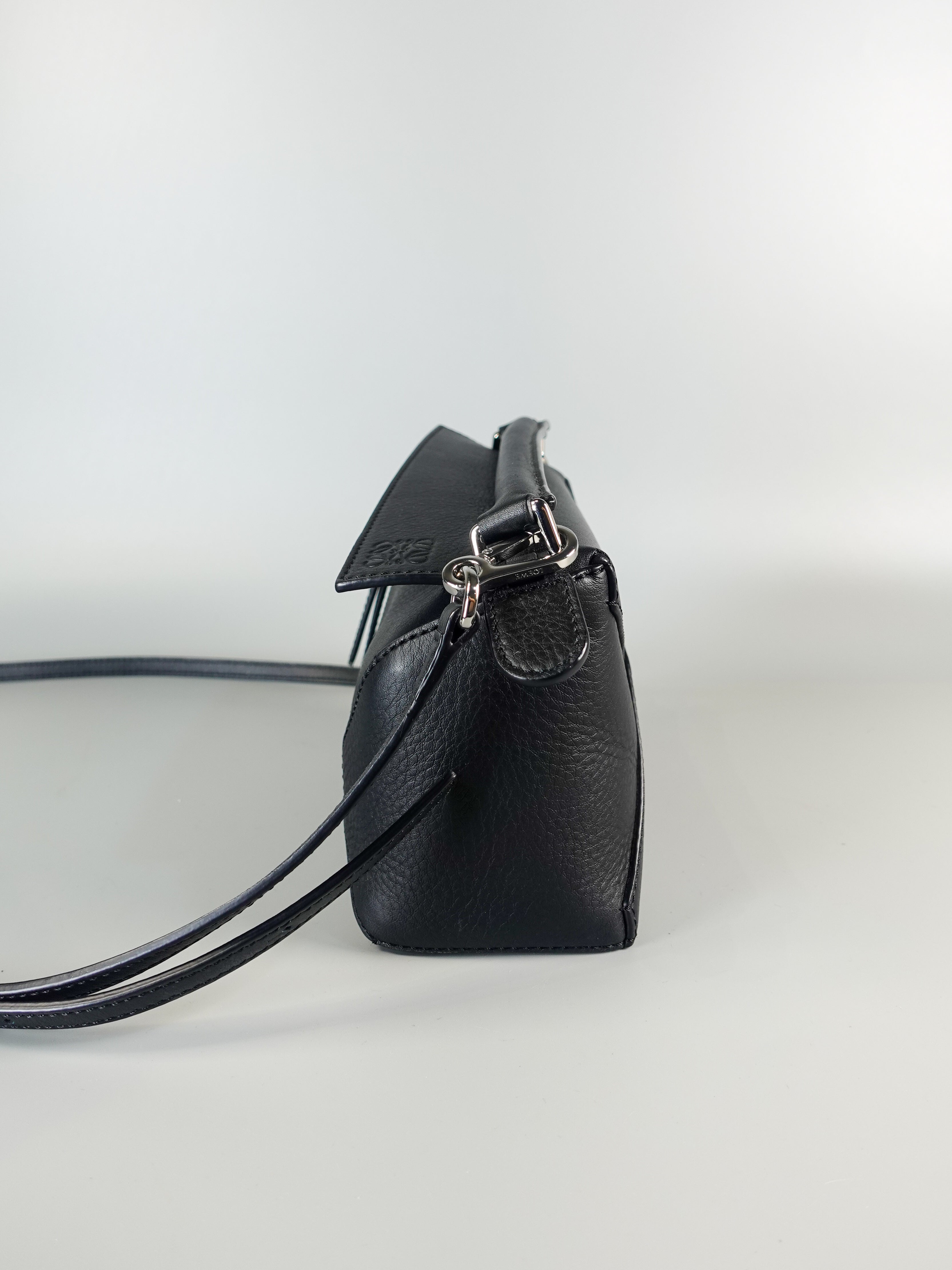 Mini Puzzle Edge Bag in Black Grained Calfskin | Purse Maison Luxury Bags Shop