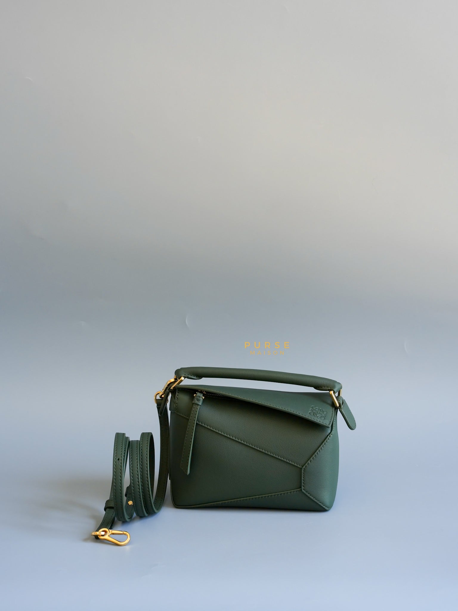 Mini Puzzle Edge Bag in Dark Green Calfskin | Purse Maison Luxury Bags Shop