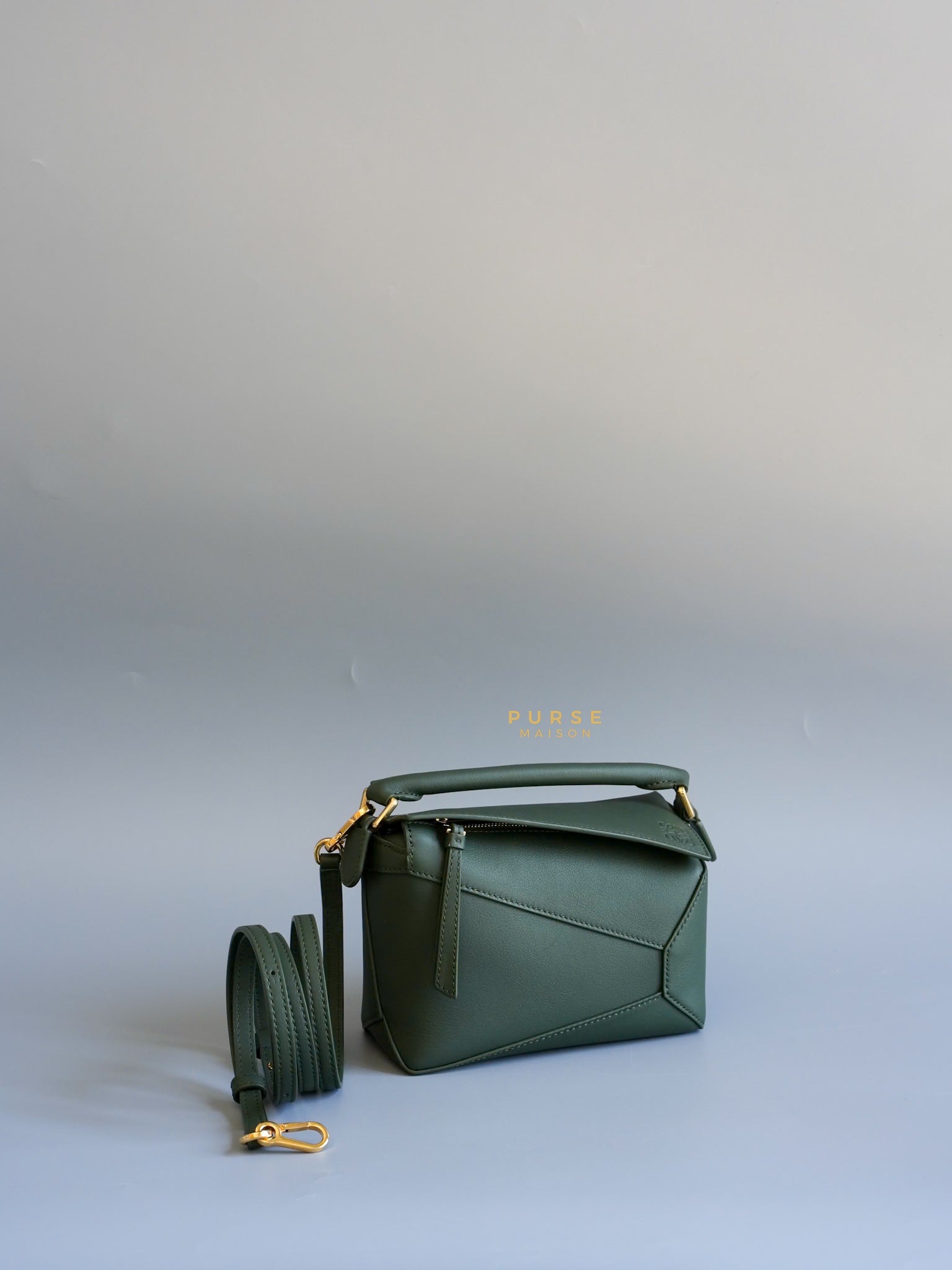 Mini Puzzle Edge Bag in Dark Green Calfskin | Purse Maison Luxury Bags Shop